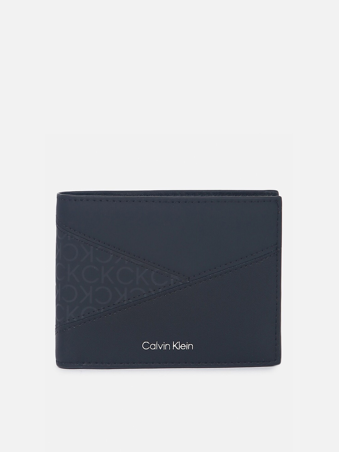 

Calvin Klein Jeans Men Typography Printed Two Fold Wallet, Navy blue