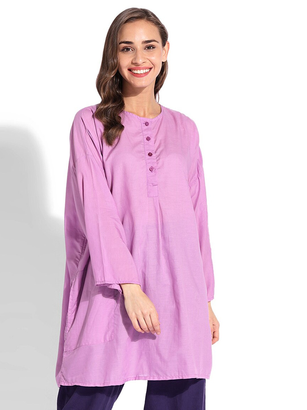 

GRASS by Gitika Goyal Relaxed Cotton Tunic, Purple