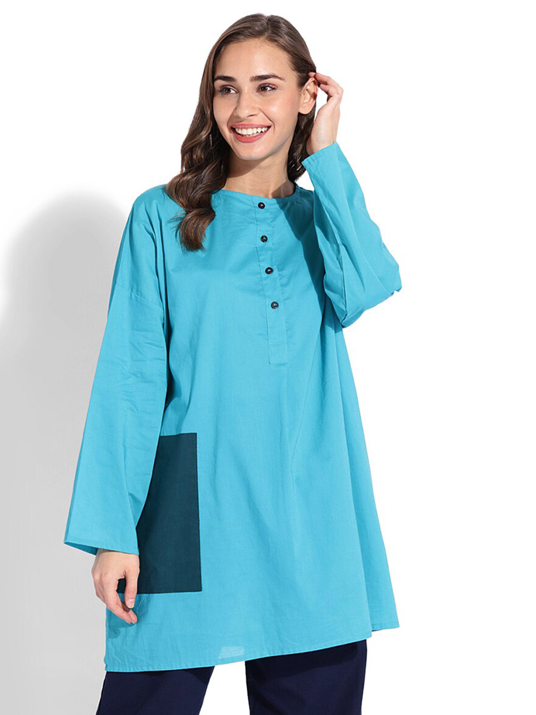 

GRASS by Gitika Goyal Relaxed Cotton Tunic, Blue