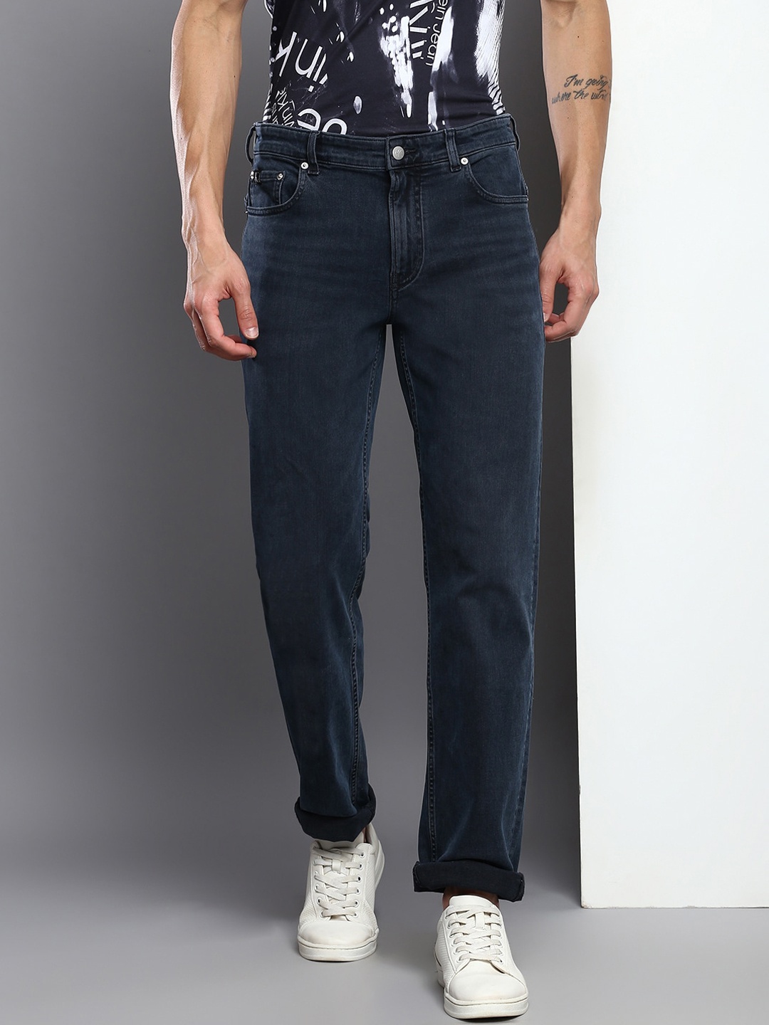 

Calvin Klein Jeans Men Slim Fit Cotton Jeans, Blue