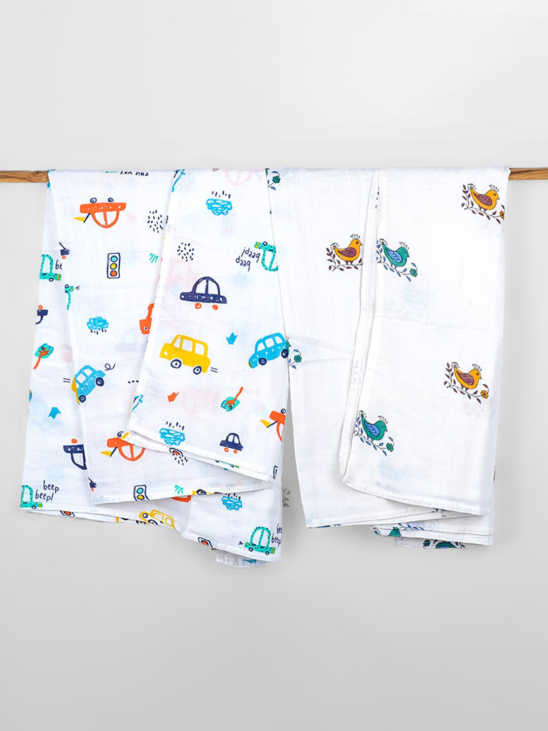 

Moms Home Infants Set Of 2 Organic Cotton Soft Baby Muslin Swaddle, White