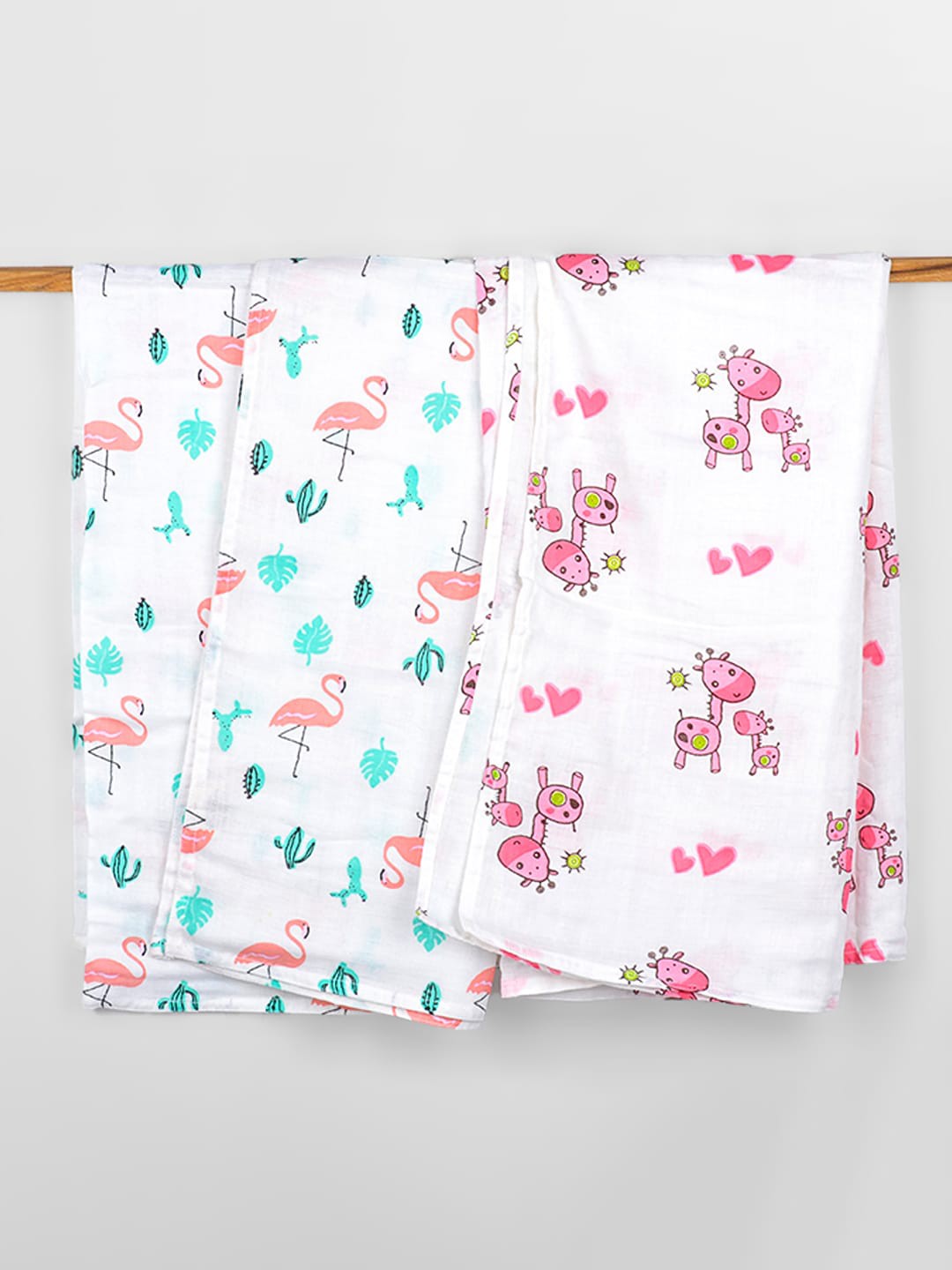 Moms Home Infants Set Of 2 Organic Cotton Soft Baby Muslin Swaddle, White