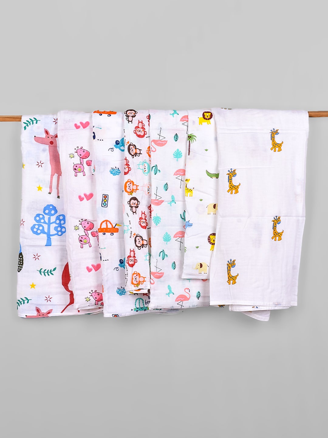 

Moms Home Infants Set Of 7 Organic Cotton Soft Baby Muslin Swaddle, White