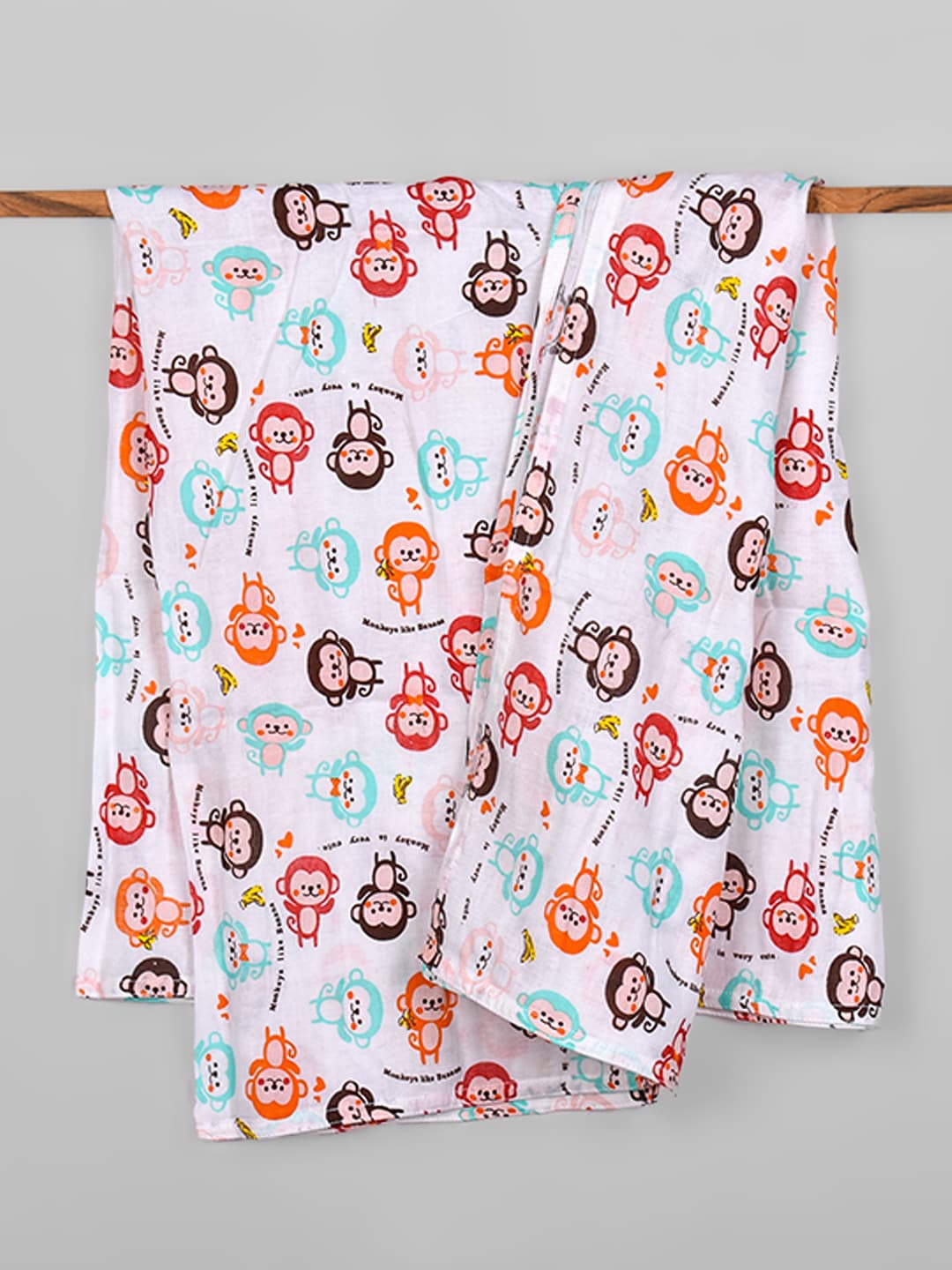 

Moms Infants Colorful Monkey Organic Cotton Soft Baby Muslin Swaddle, White