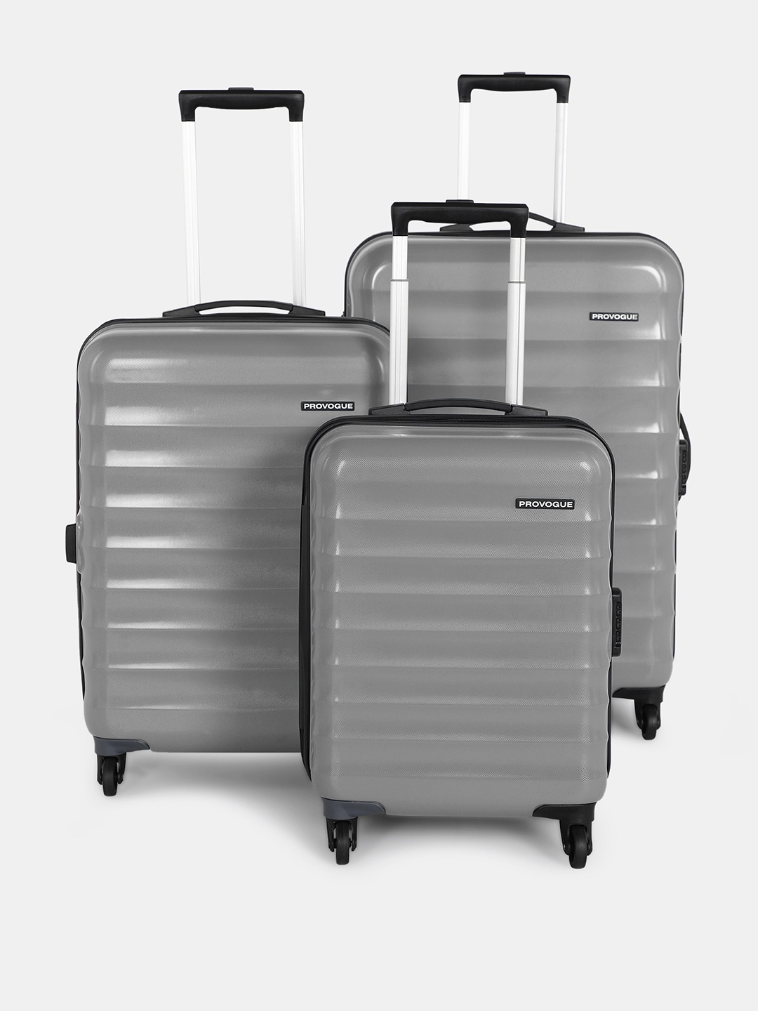 

Provogue Verge Hard Body Set of 3 Small, Medium & Large Size Trolley Suitcases, Grey