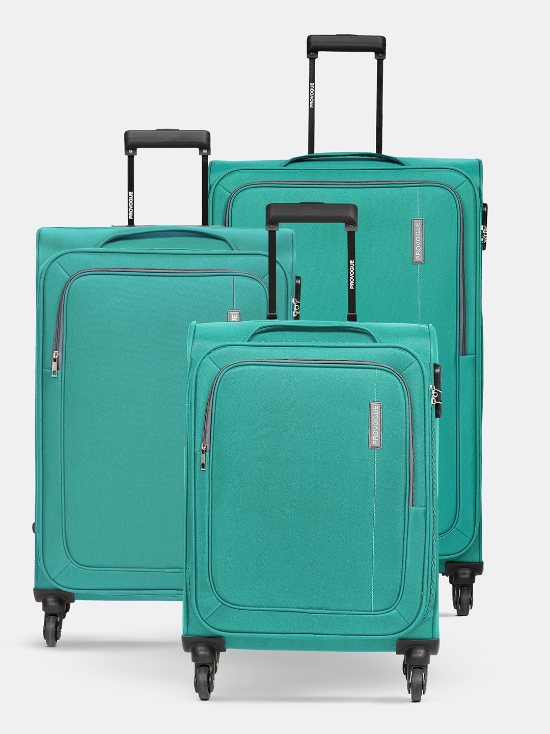 

Provogue Soft Body Set of 3 Small, Medium & Large Size Trolley Suitcases, Sea green