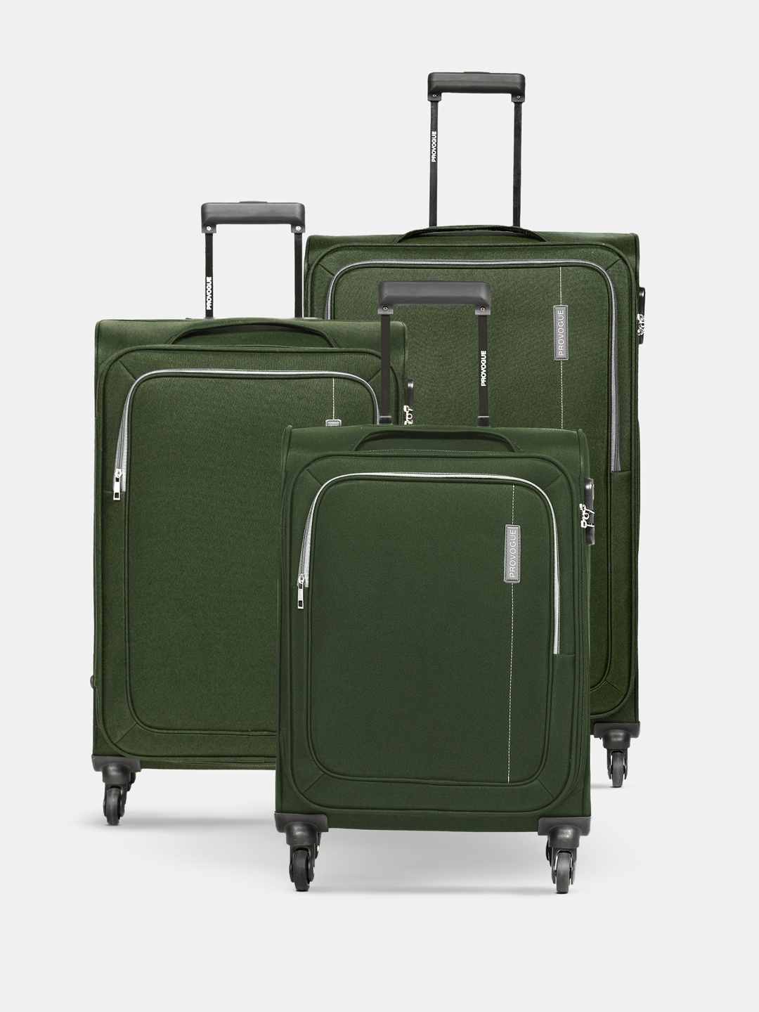 

Provogue Set of 3 Trolley Suitcases - Cabin Medium and Large, Green