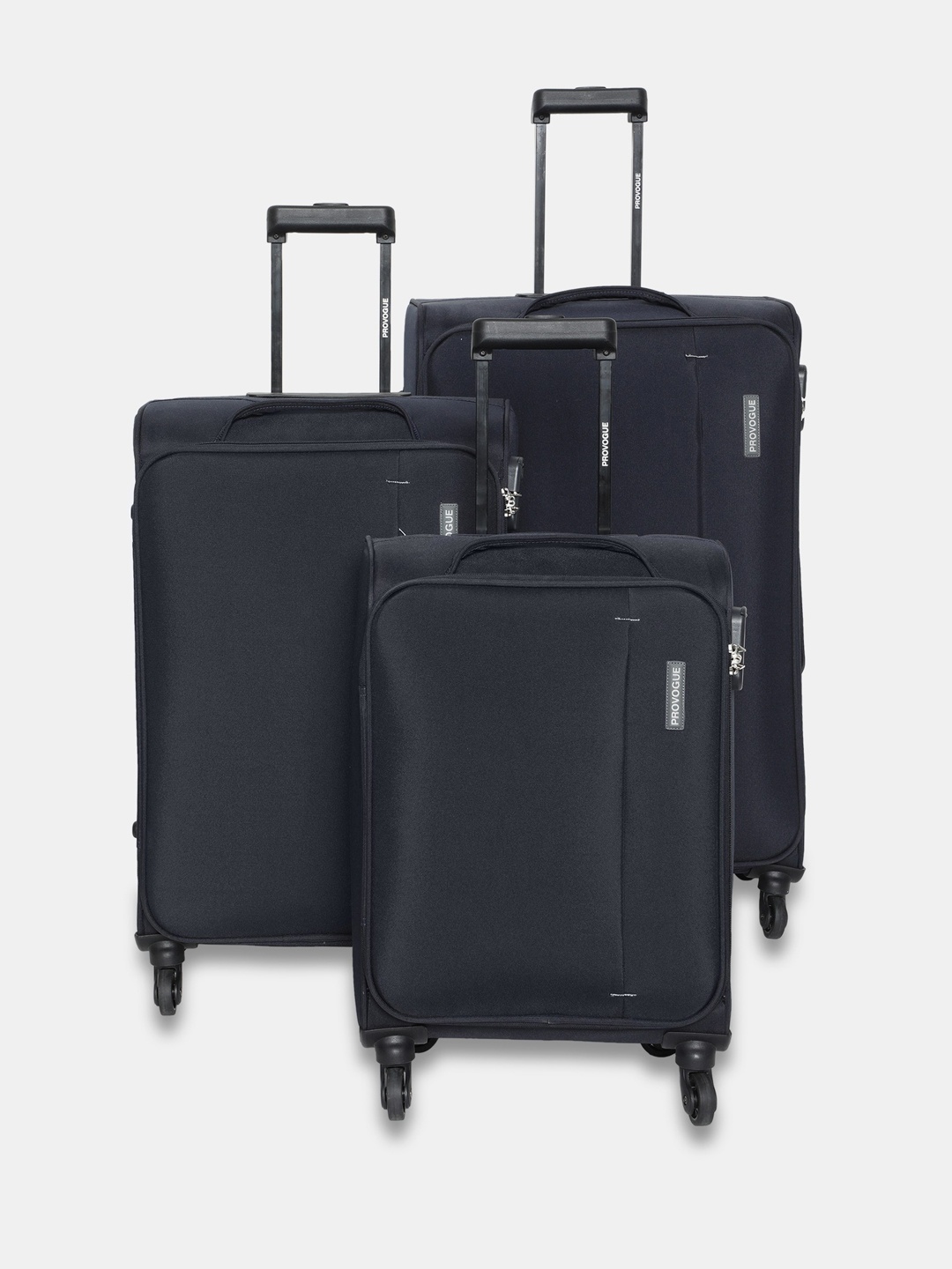 

Provogue Soft Body Edge Set of 3 Small, Medium & Large Size Trolley Suitcases, Navy blue