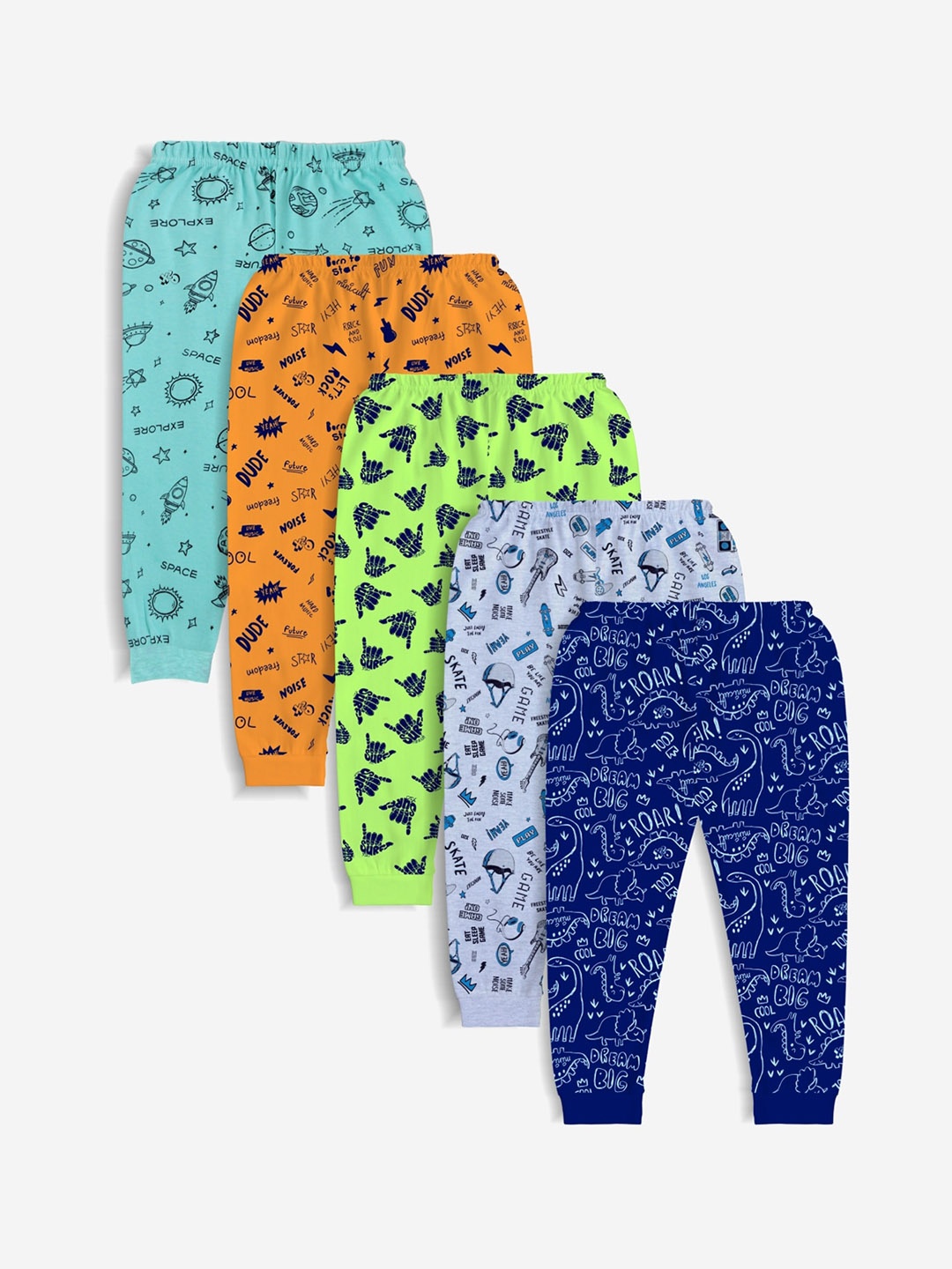 

x2o Kids Pack of 5 Cotton Printed Lounge Pants, Green