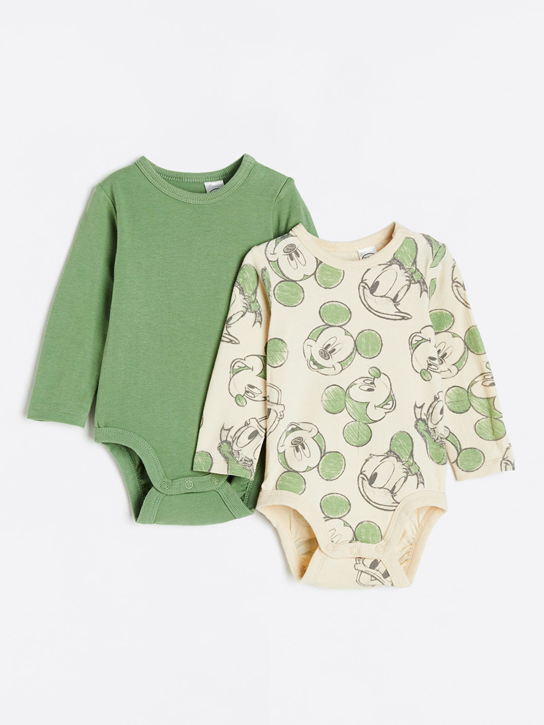 

H&M Infant Boys 2-Pack Long-Sleeved Bodysuits, Green