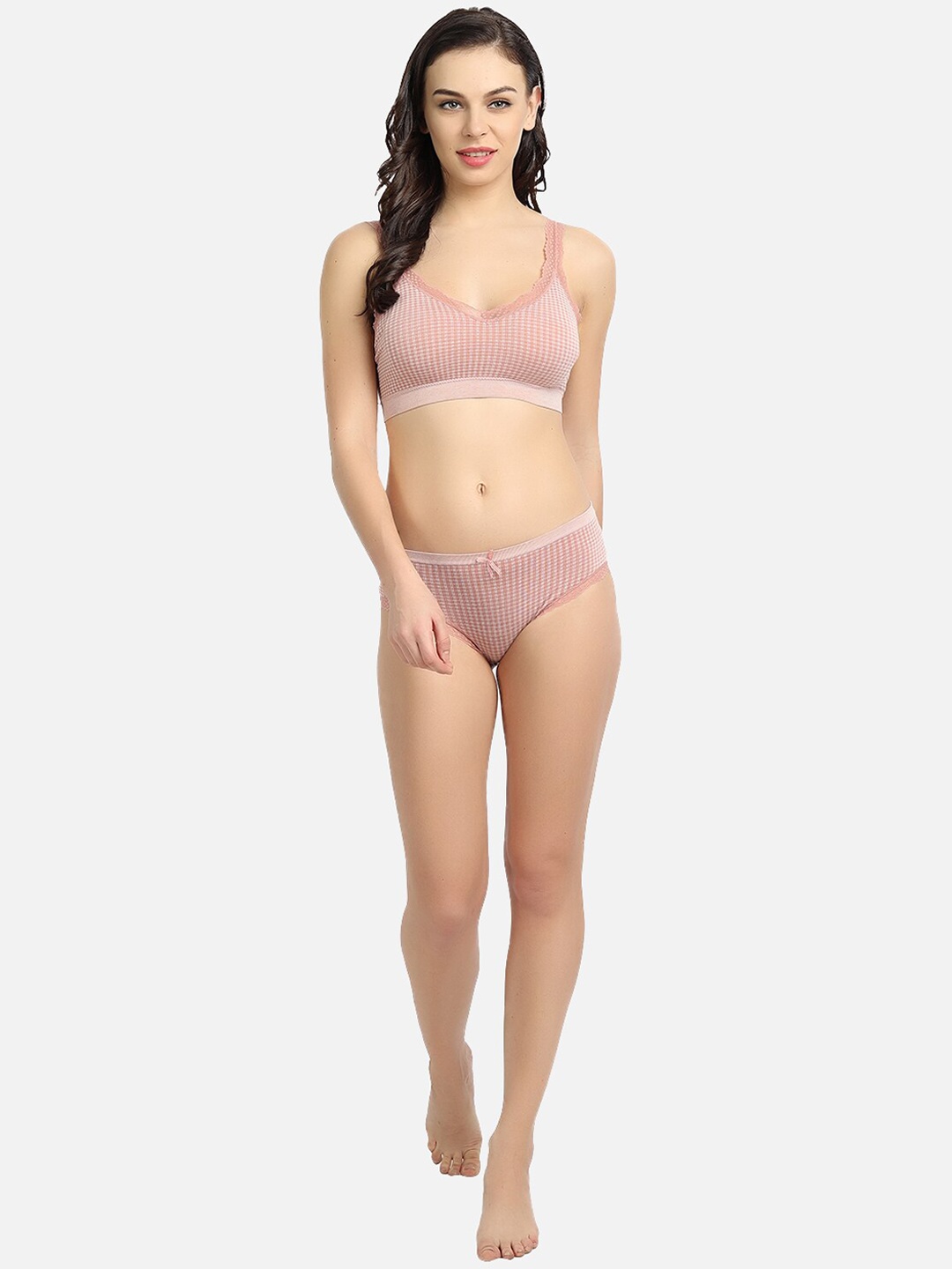 

Gopalvilla Self-Design Lightly Padded Non-Wired Bra & Panty UNIQUE008_PK, Pink