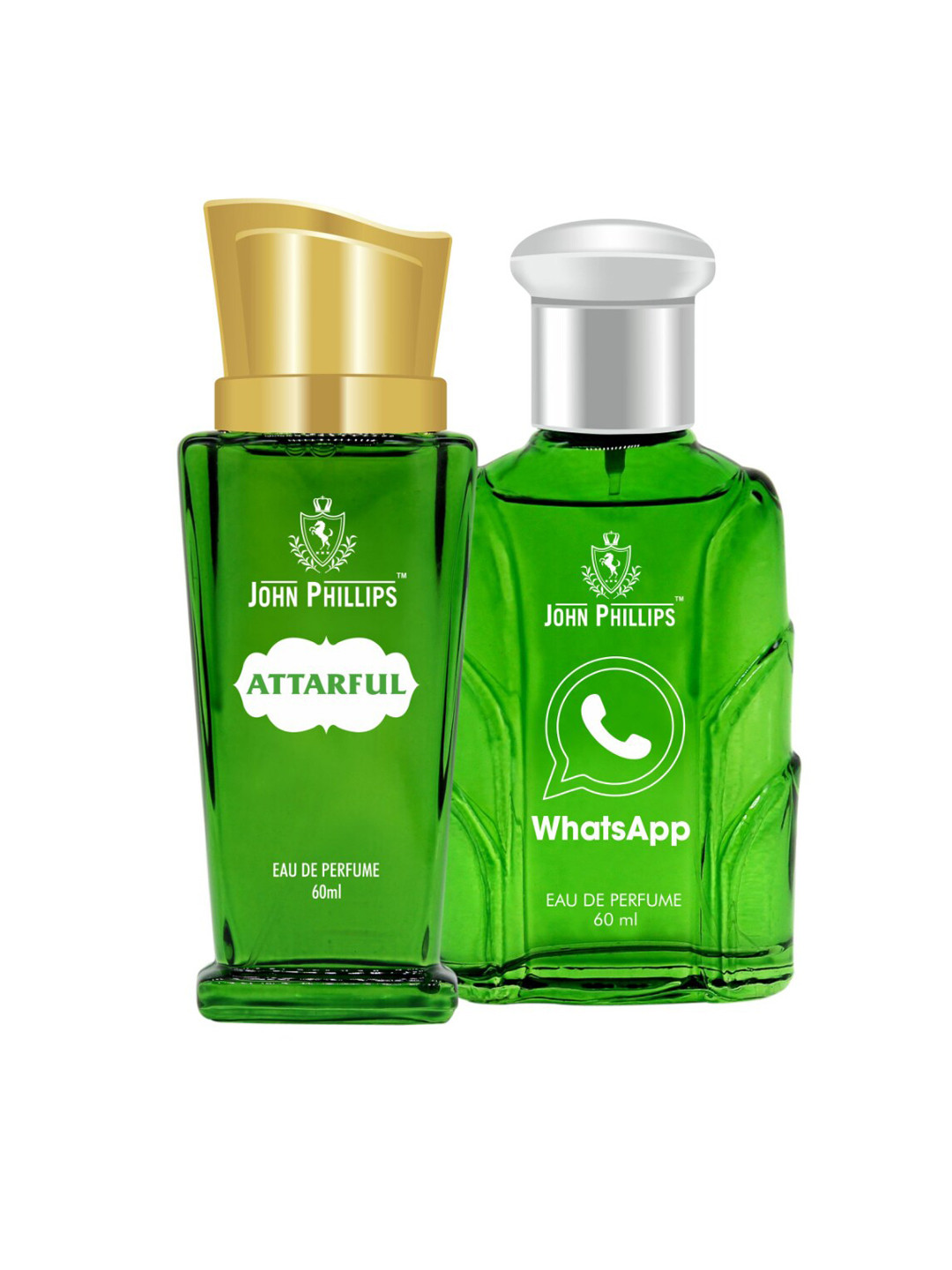 

JOHN PHILLIPS Set Of 2 Attarful Eau De Perfume & Whatsapp Eau De Perfume 60ml Each, Green