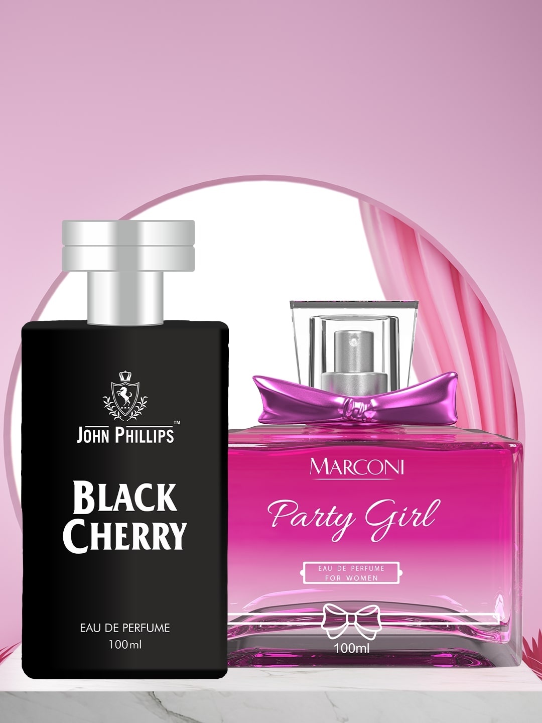 

JOHN PHILLIPS Set Of 2 Black Cherry Eau De Perfume & Marconi Party Girl Eau De Perfume 100ml Each, Pink