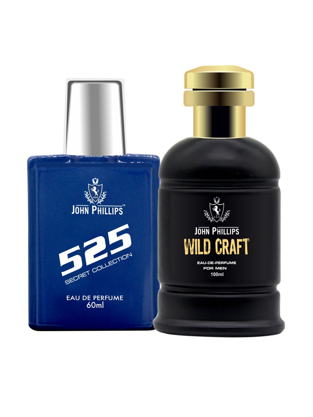 

JOHN PHILLIPS 525 & Wildcraft Set Of 2 Long Lasting Eau De Parfum, Blue