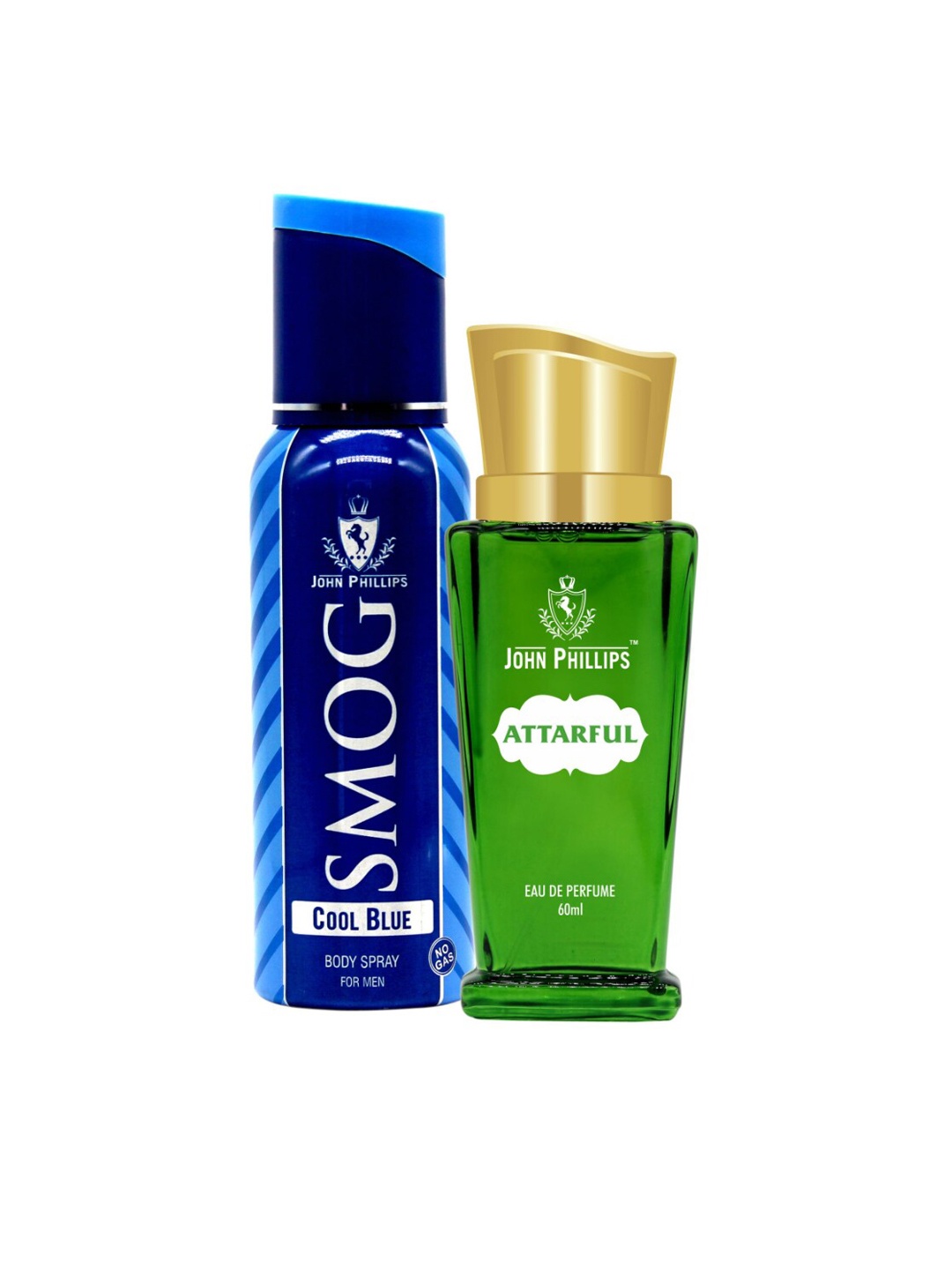 

JOHN PHILLIPS Set of Attarful Eau De Parfum 60 ml & Men Smog Cool Blue Deodorant 120 ml