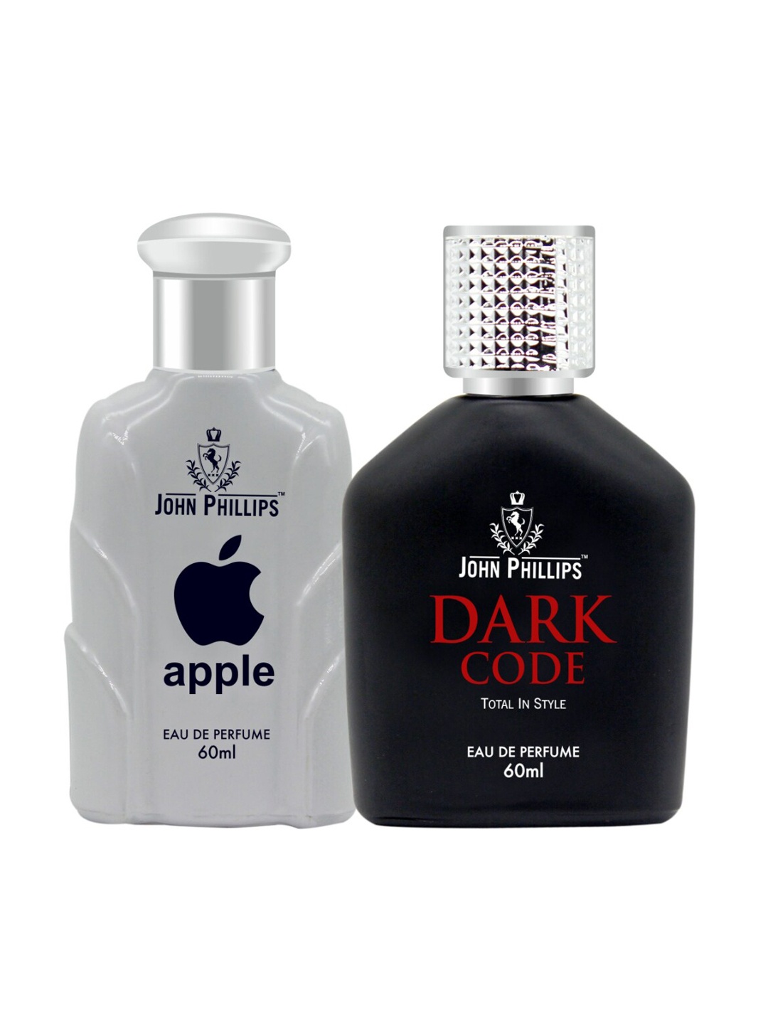 

JOHN PHILLIPS Apple & Dark Code Set Of 2 Long Lasting Eau De Parfum 60 ml Each, Black