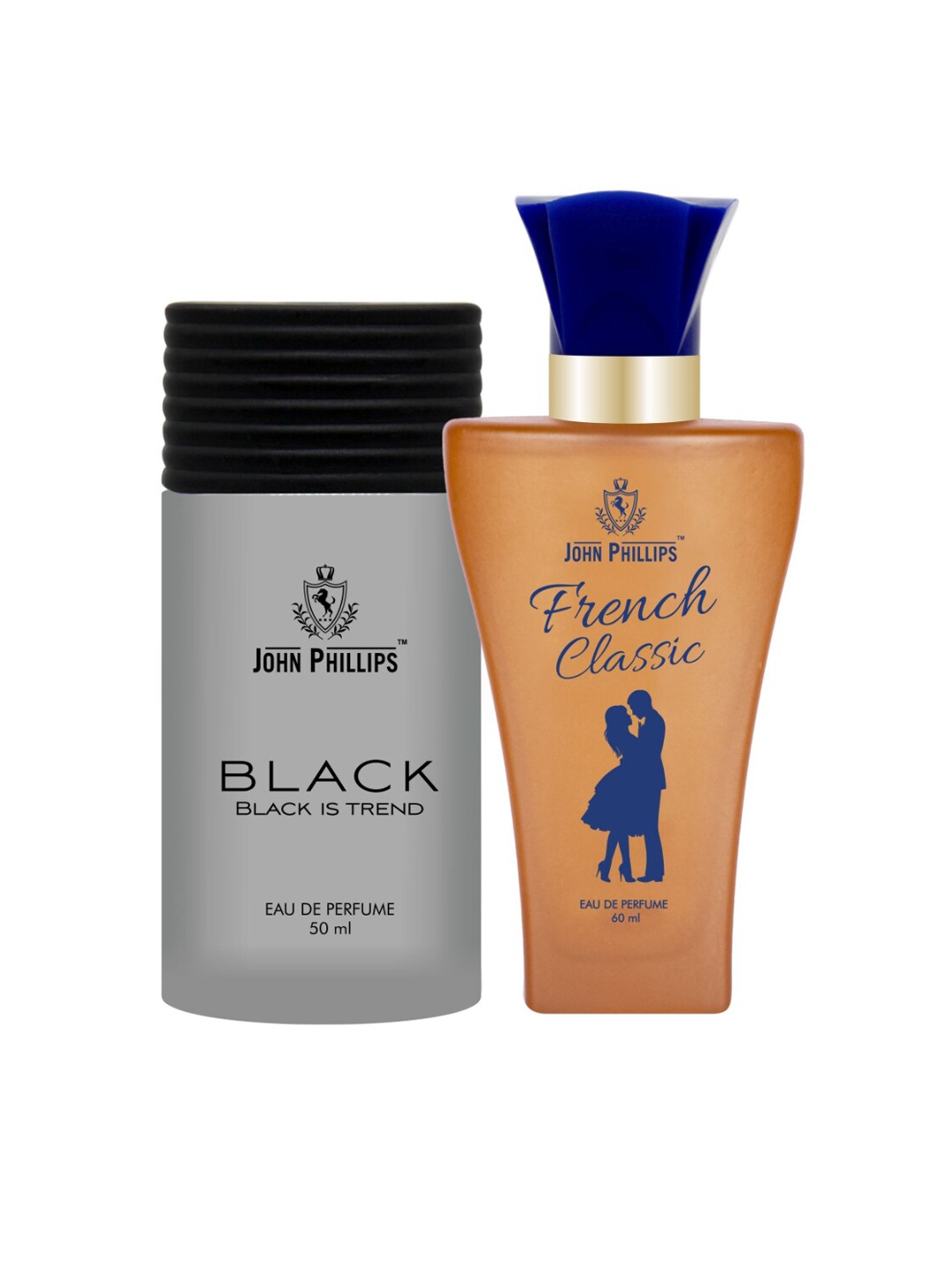 

JOHN PHILLIPS Set Of 2 Black Eau De Perfume 50 ml & French Classic Eau De Perfume 60 ml, Grey