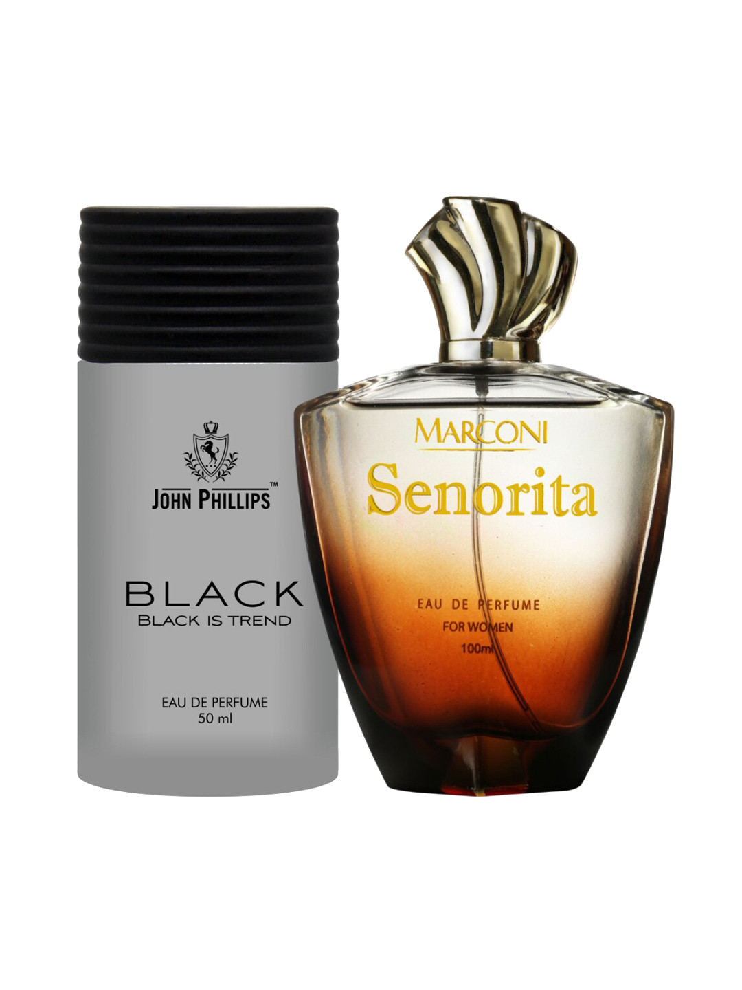 

JOHN PHILLIPS Set Of 2 Black 50 ml & Marconi Senorita Eau De Perfume 100 ml, Grey