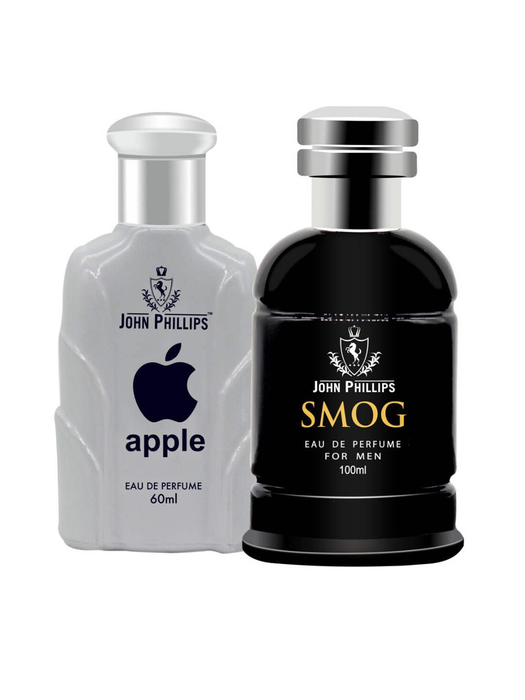 

JOHN PHILLIPS Set Of 2 Apple 60 ml & Smog 100 ml Long Lasting Eau De Parfum, Black