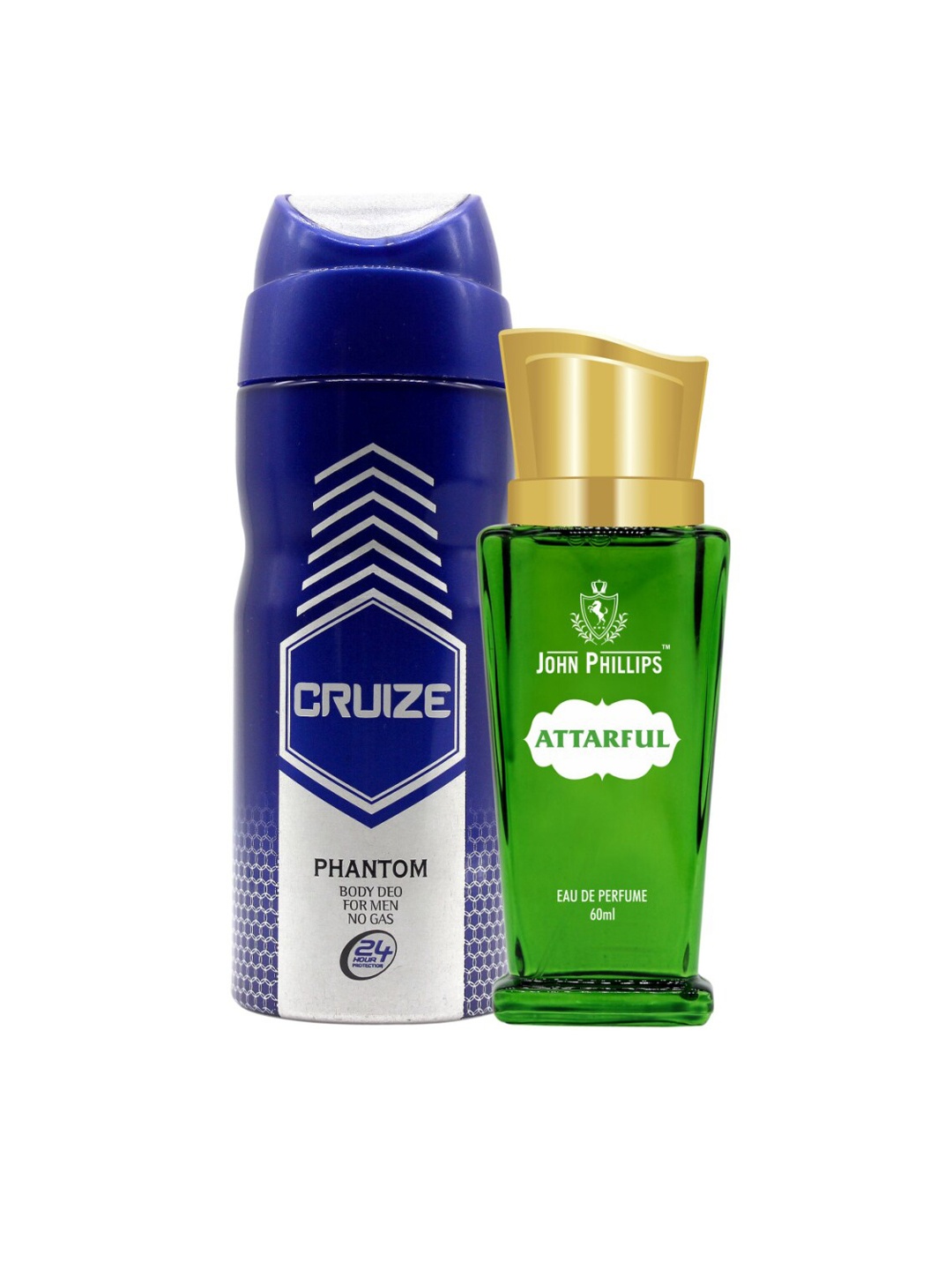 

JOHN PHILLIPS Attarful Eau De Parfum 60ml & Men Cruize Phantom Deodorant 150ml, Blue