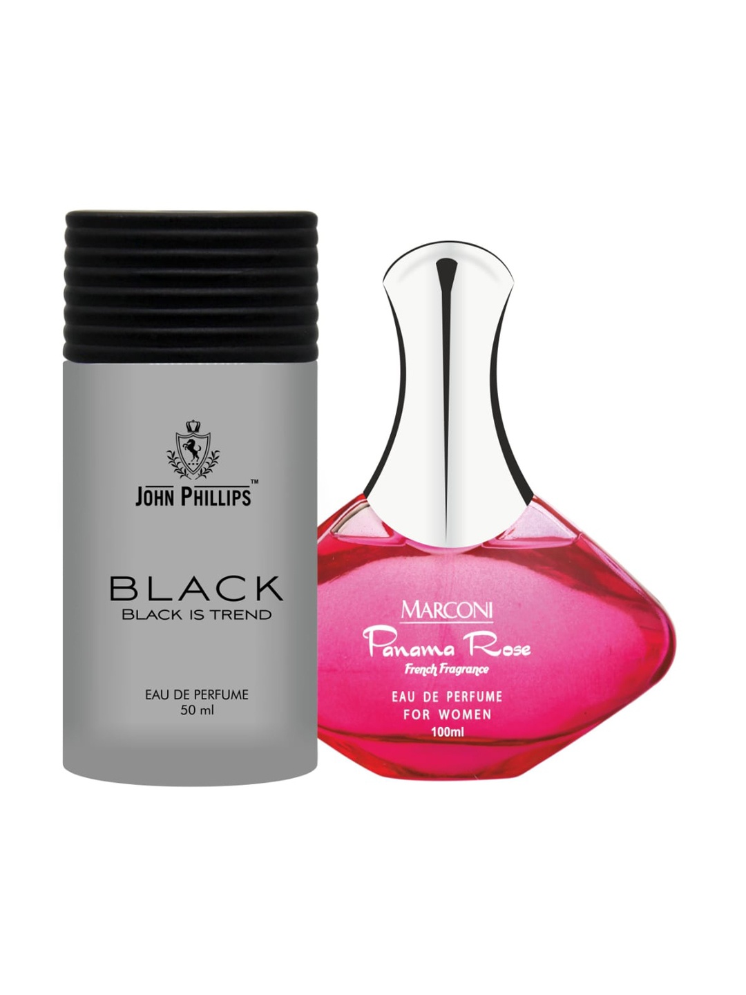 

JOHN PHILLIPS Set Of 2 Black Eau De Perfume & Marconi Panama Rose Eau De Perfume, Pink