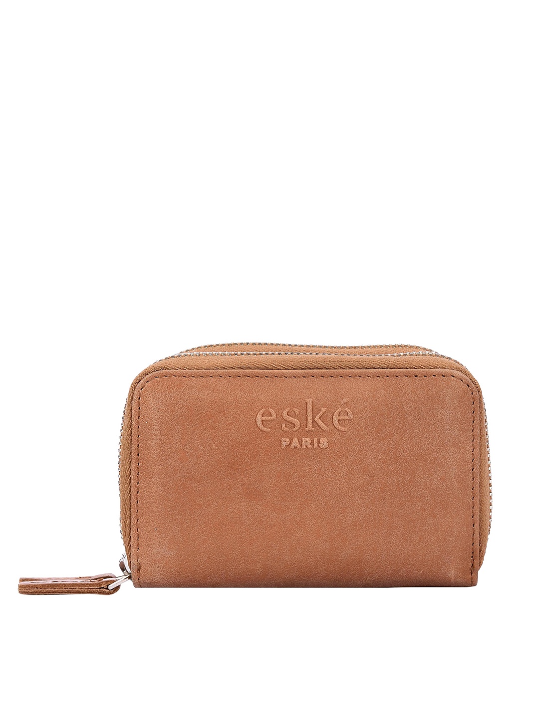 

Eske Women Leather Double Zip Around Wallet, Beige
