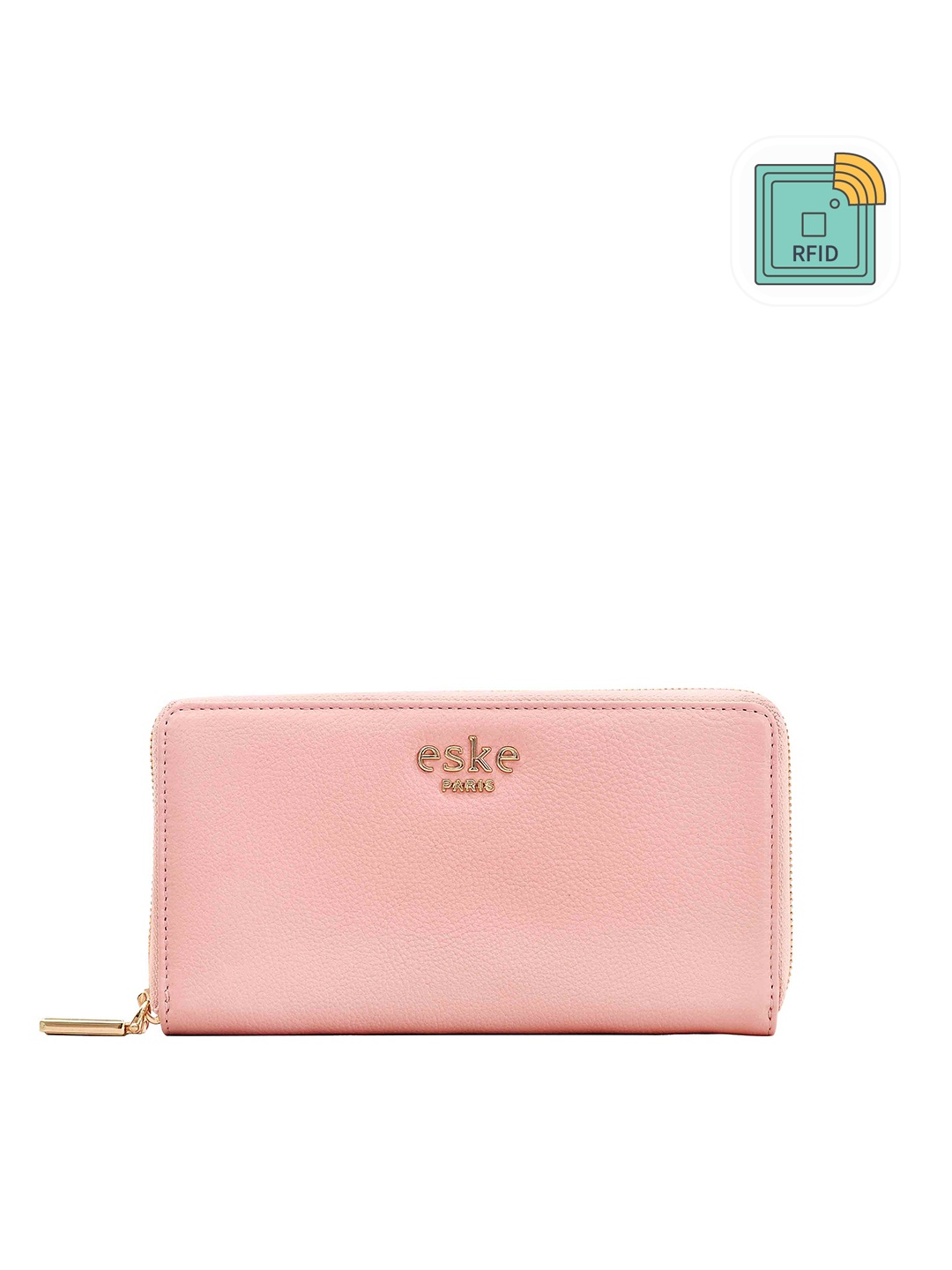 

Eske Women Leather RFID Zip Around Wallet, Rose