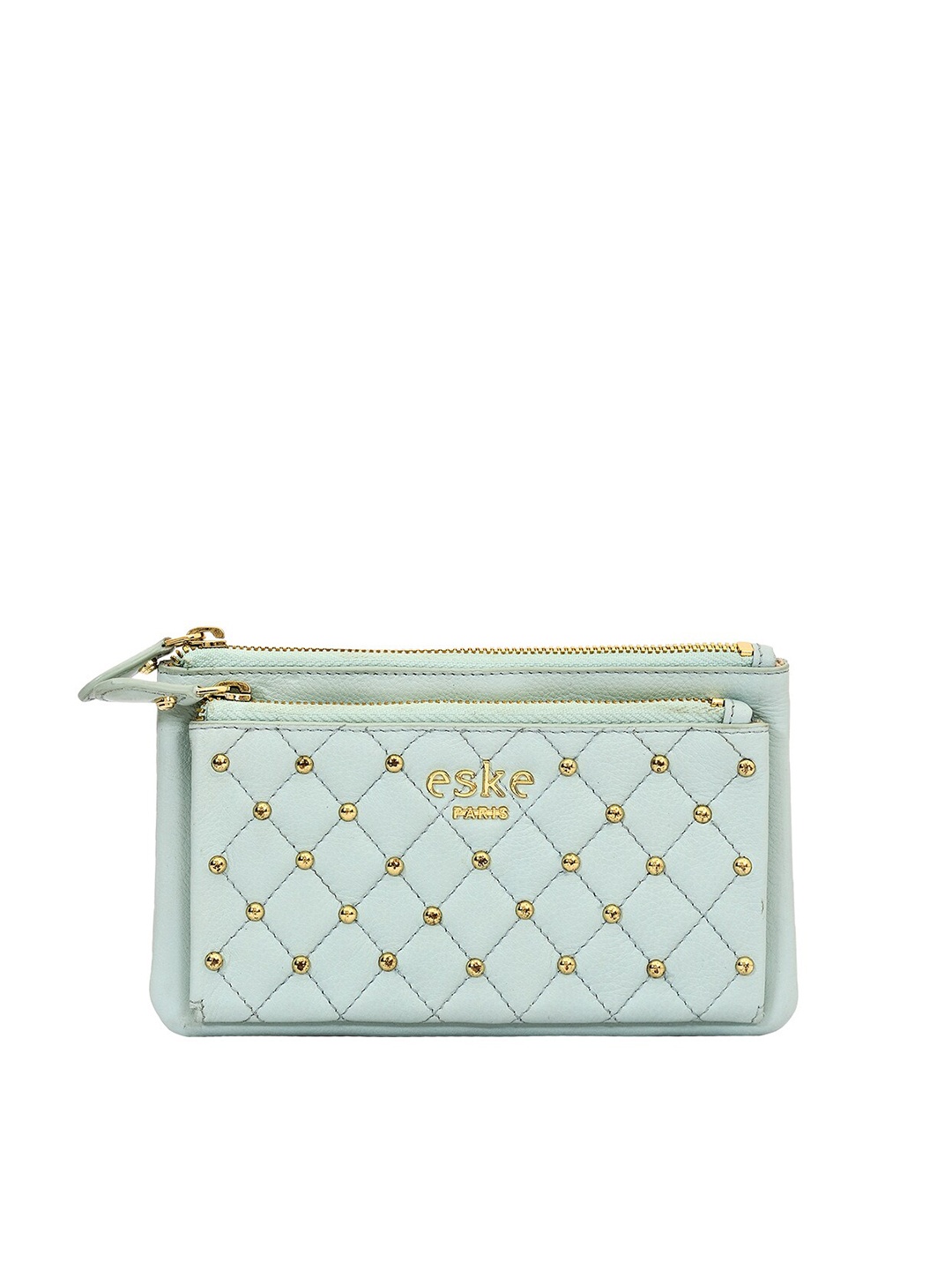 

Eske Women Checked Embellished Quilted Leather Purse, Blue