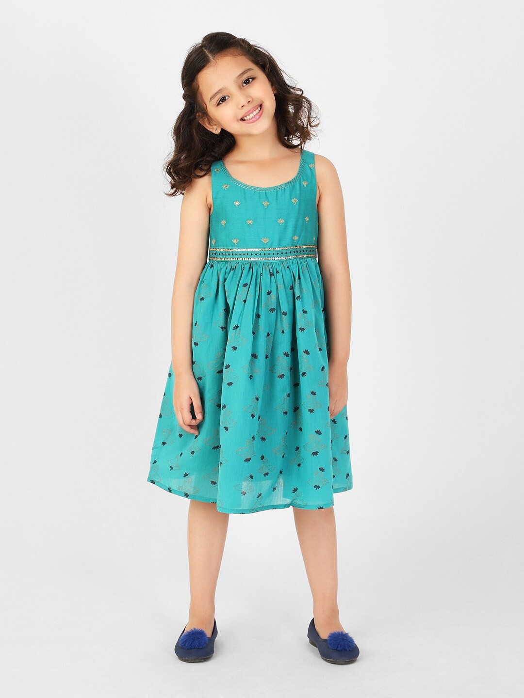 

Fabindia Sequined Floral Dress, Teal