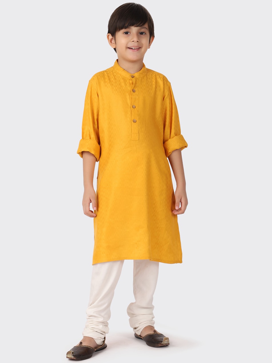 

Fabindia Boys Mandarin Collar Long Sleeves Kurta, Yellow