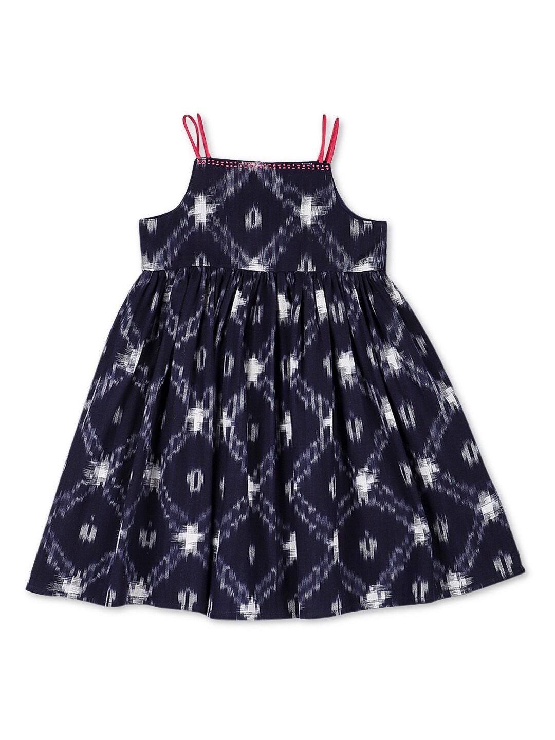 

Fabindia Girls Geometric Printed Shoulder Strap Cotton Dress, Blue