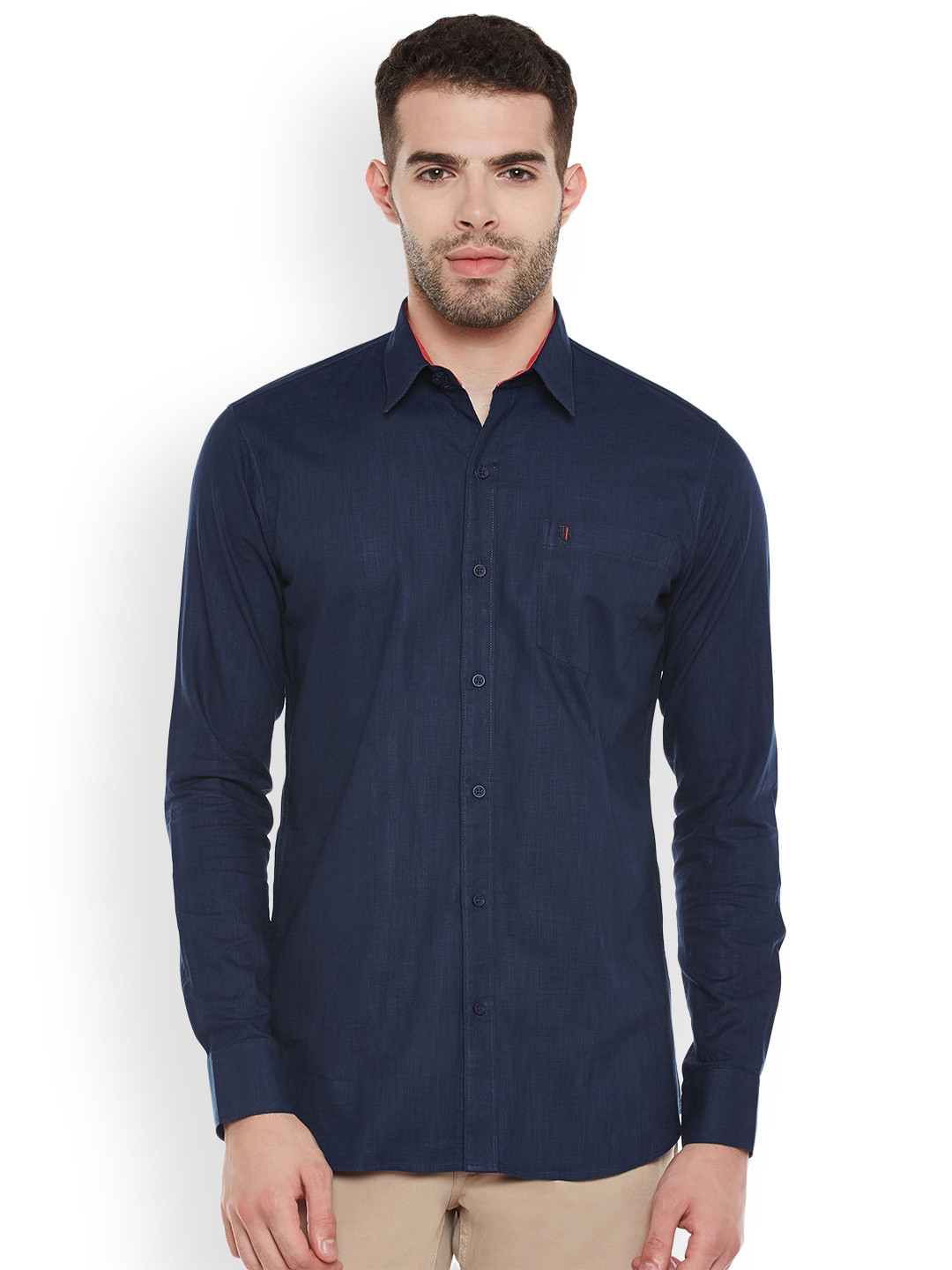 

Duke Men Navy Blue Slim Fit Solid Casual Shirt