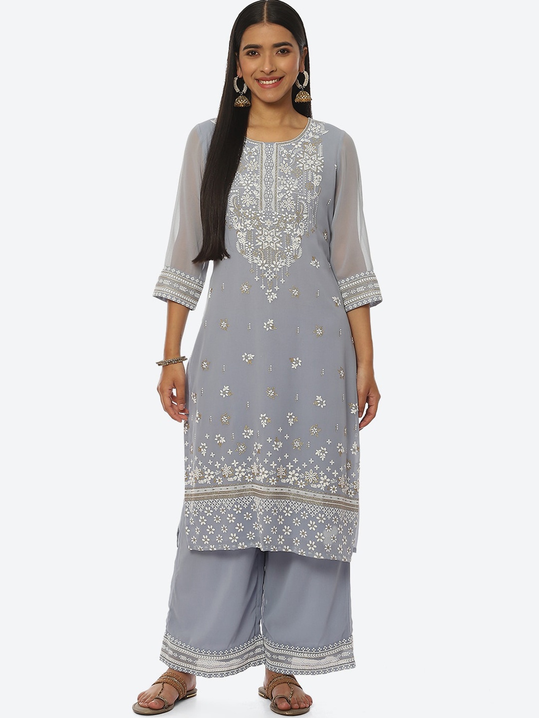 

Rangriti Women Ethnic Motifs Printed Kurta, Grey