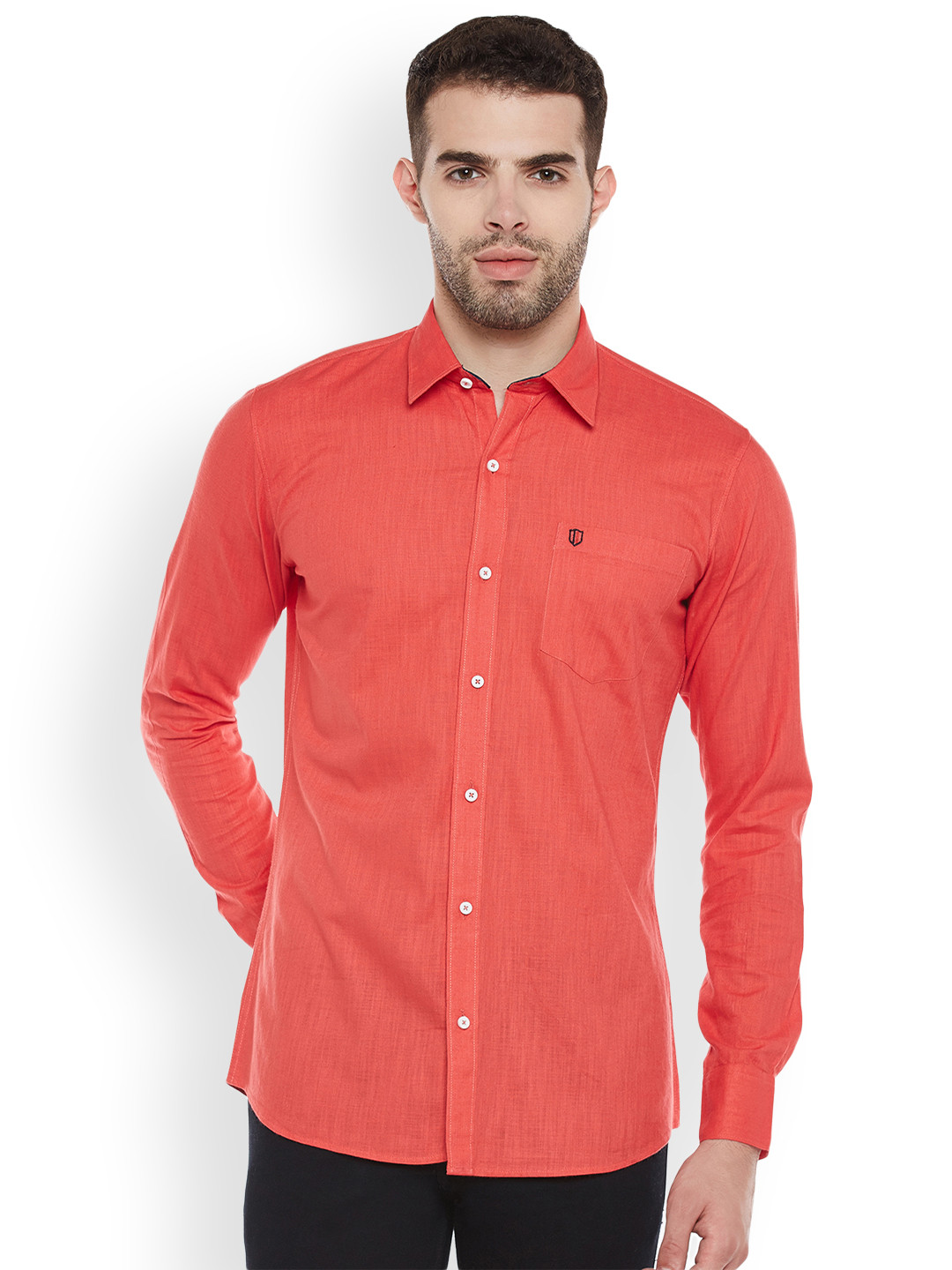 

Duke Men Orange Slim Fit Solid Casual Shirt