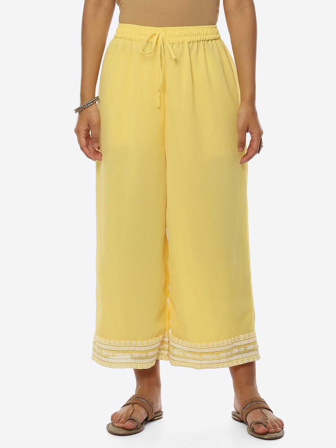 

Rangriti Women Ethnic Straight Palazzos, Yellow