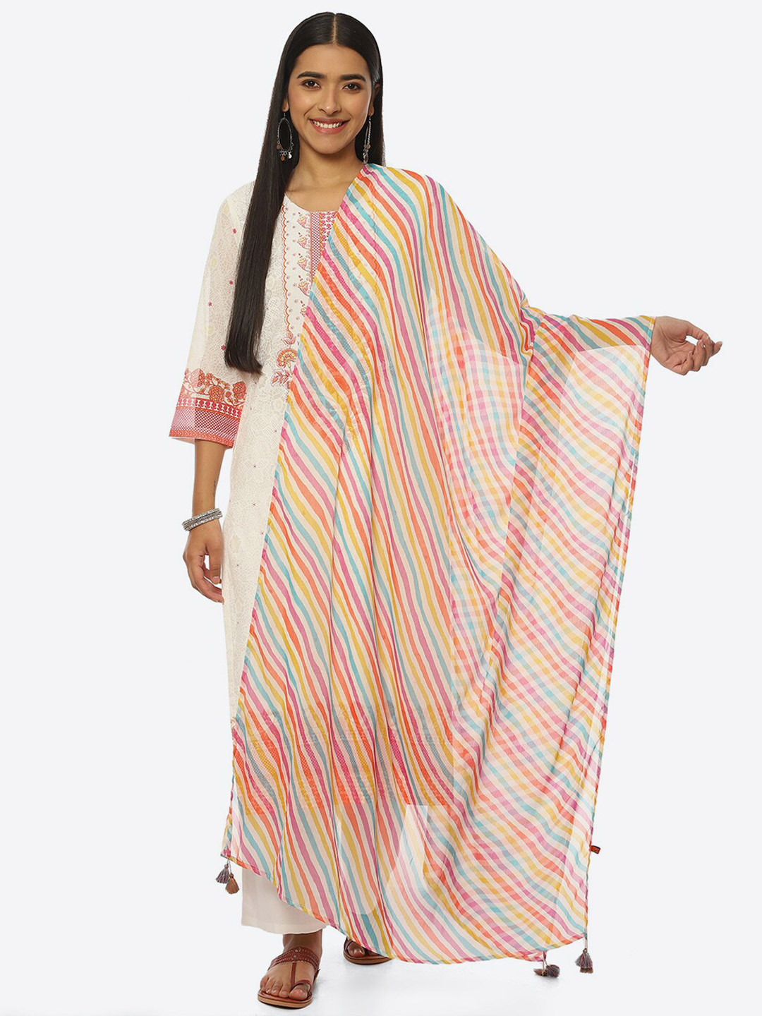 

Rangriti Leheriya Printed Dupatta, Pink