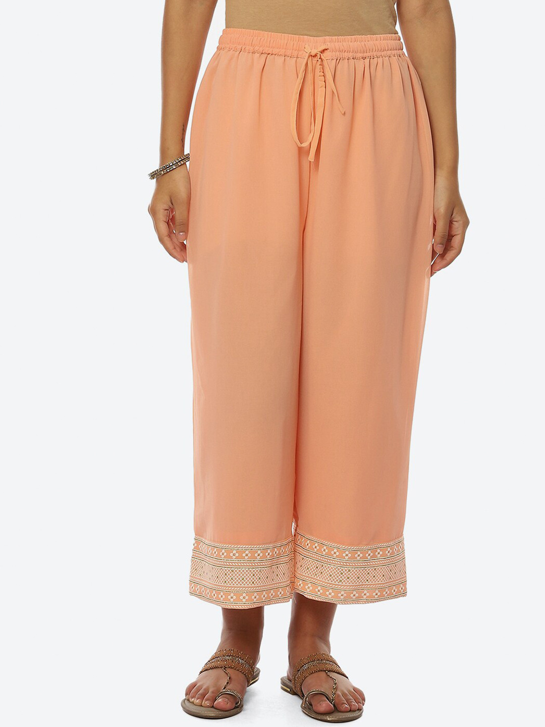 

Rangriti Women Straight Palazzos, Peach