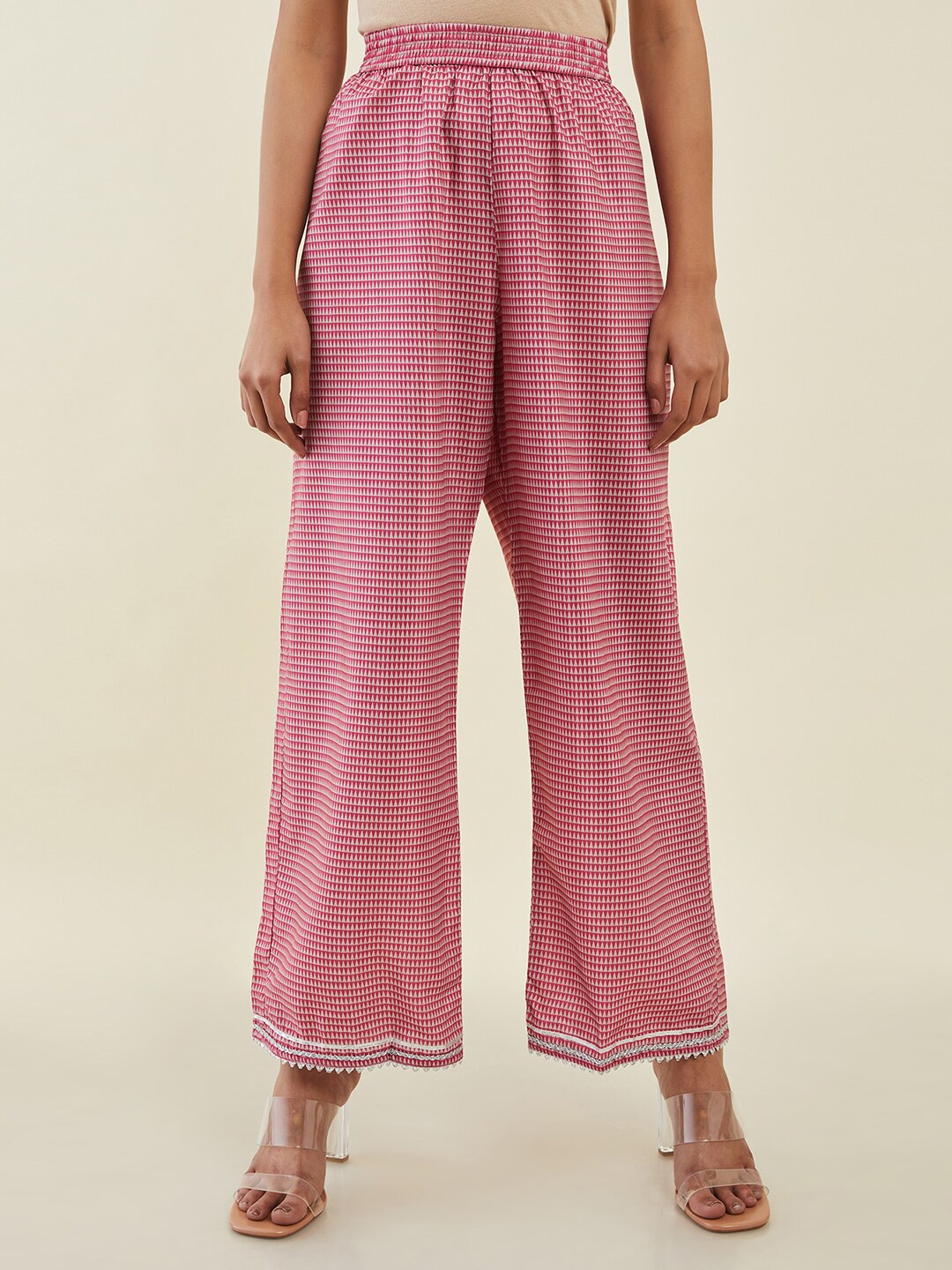 

Soch Women Printed Crepe Palazzos, Fuchsia