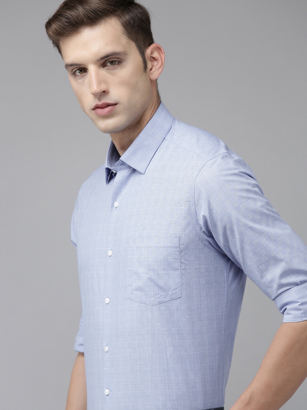 

Arrow Manhattan Slim Fit Tartan Checks Opaque Pure Cotton Formal Shirt, Blue