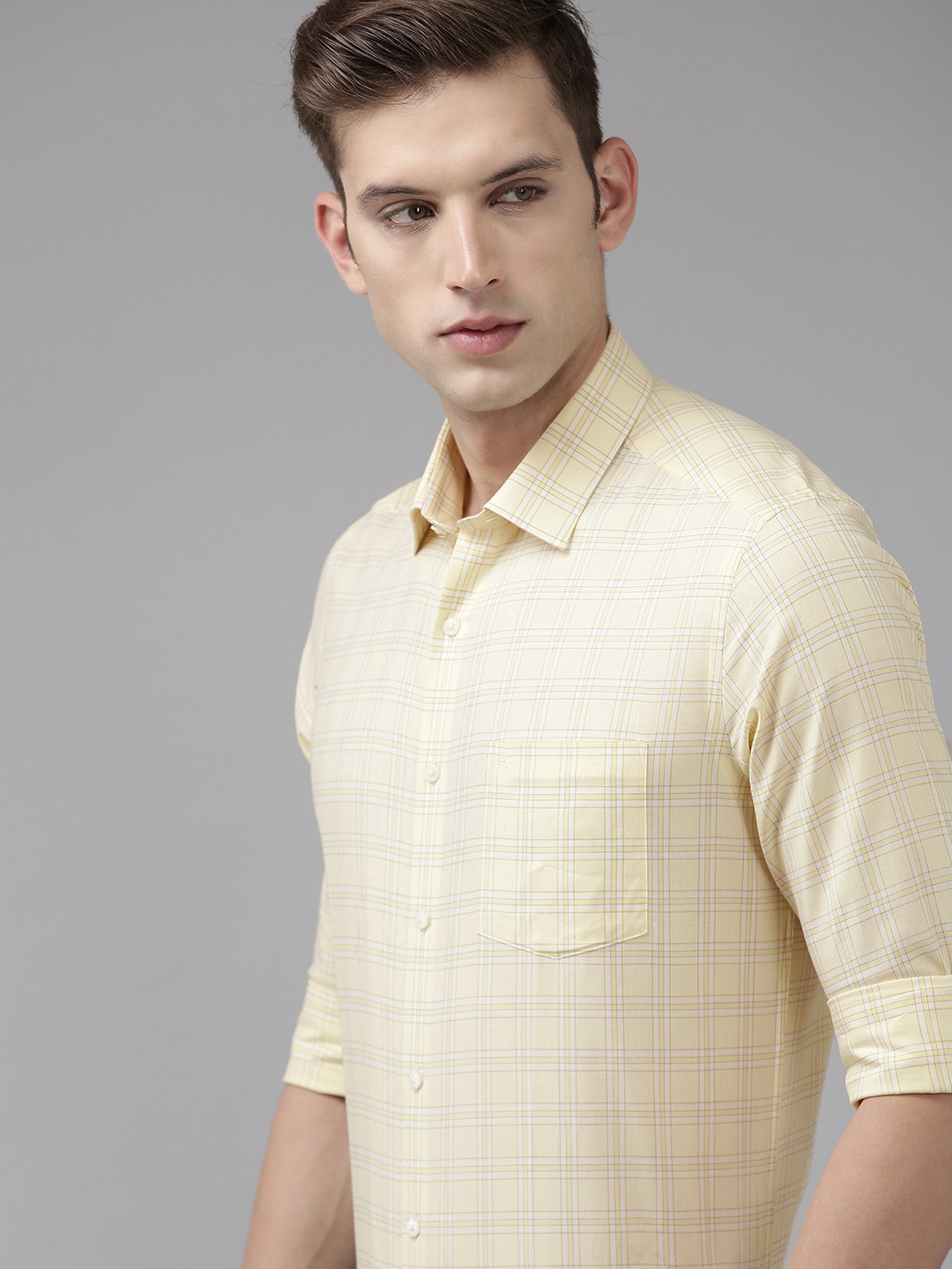 

Arrow Original Slim Fit Checked Pure Cotton Formal Shirt, Yellow