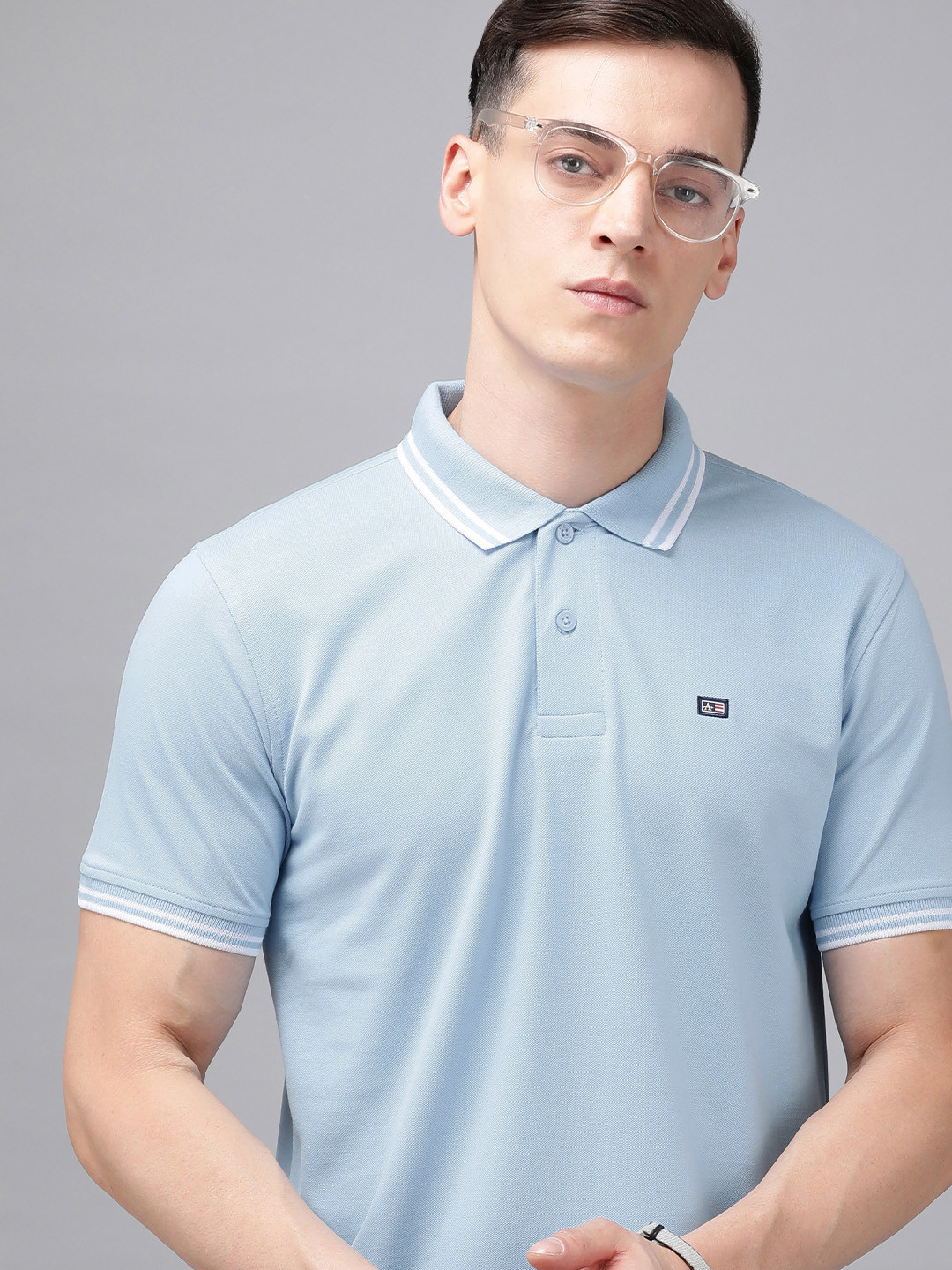 

Arrow Men Solid Short Sleeves Polo Collar T-shirt, Blue