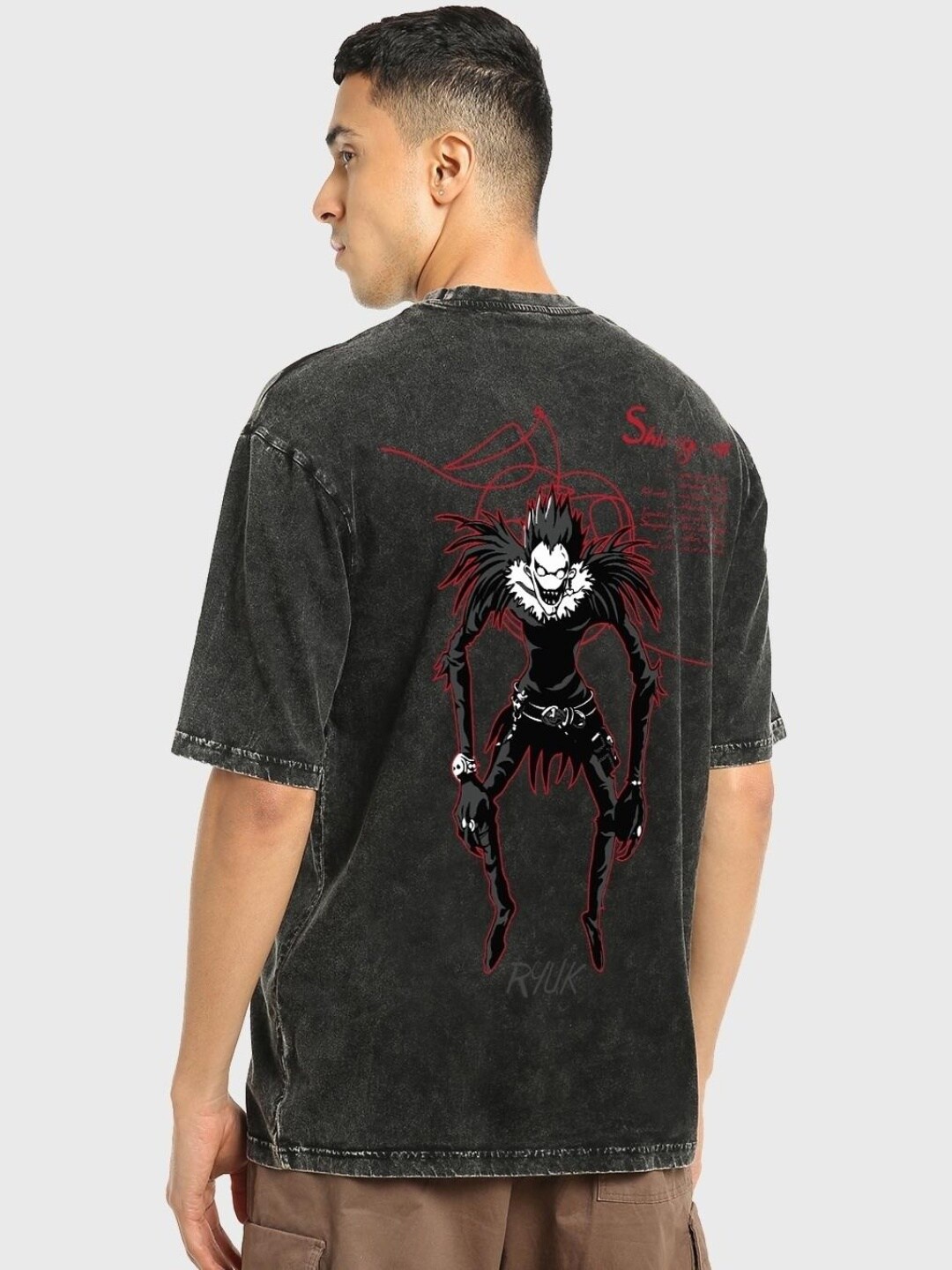 

Bewakoof Men Graphic Printed Loose Cotton T-shirt, Charcoal
