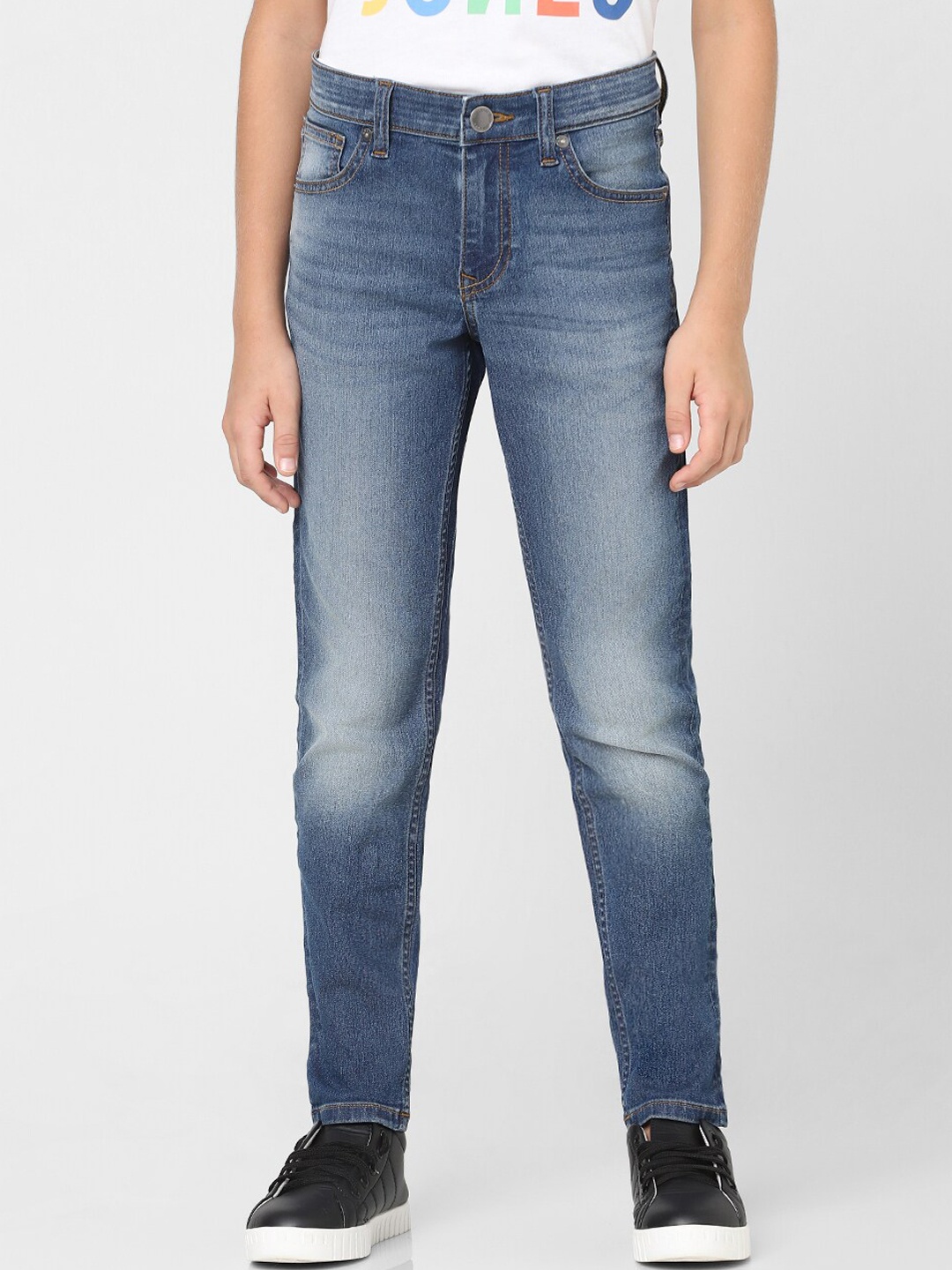 

Jack & Jones Junior Boys Clark Straight Fit Heavy Fade Cotton Jeans, Blue