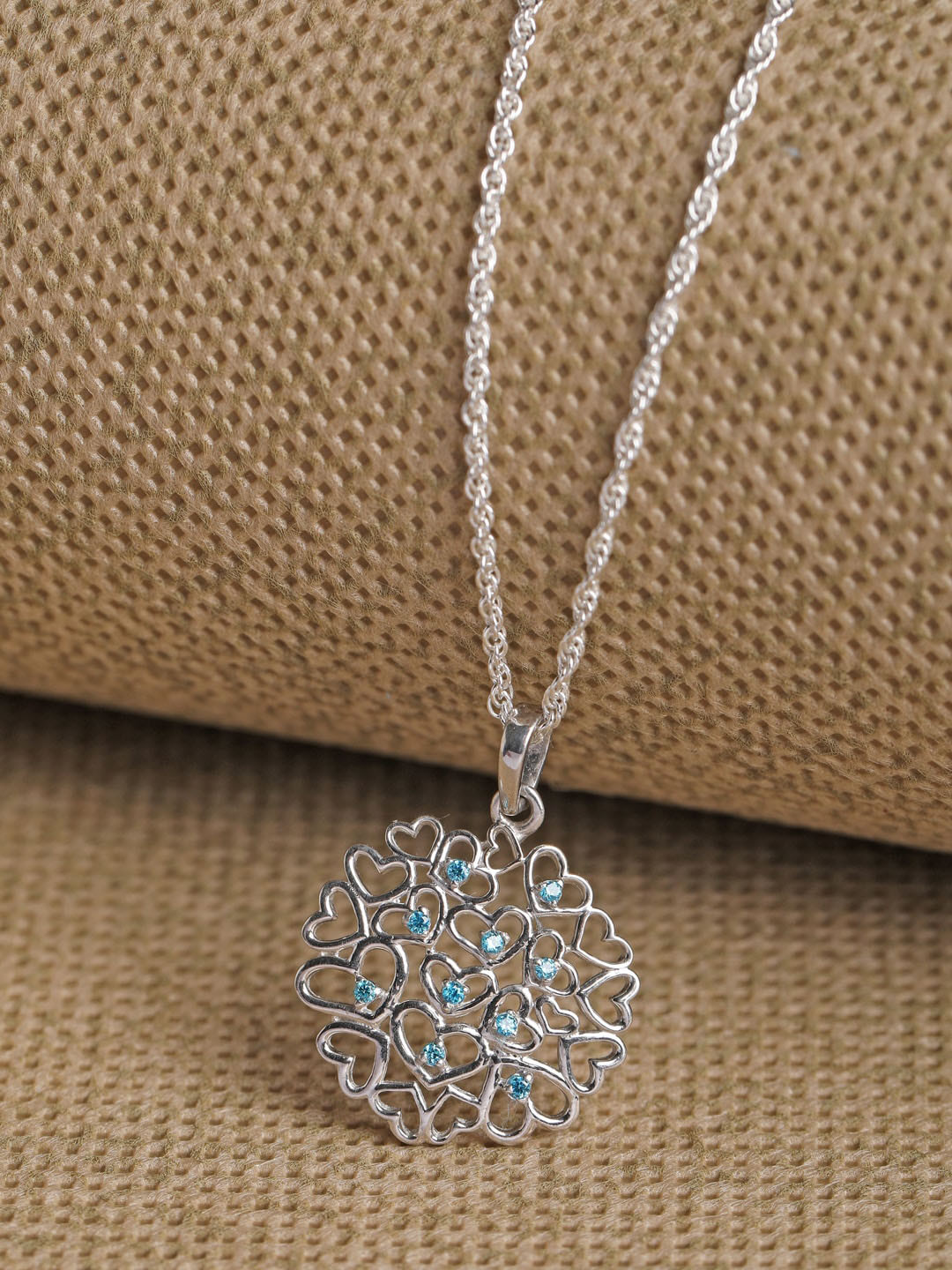 

Clara 925 Sterling Silver Rhodium-Plated CZ-Studded Pendant With Chain