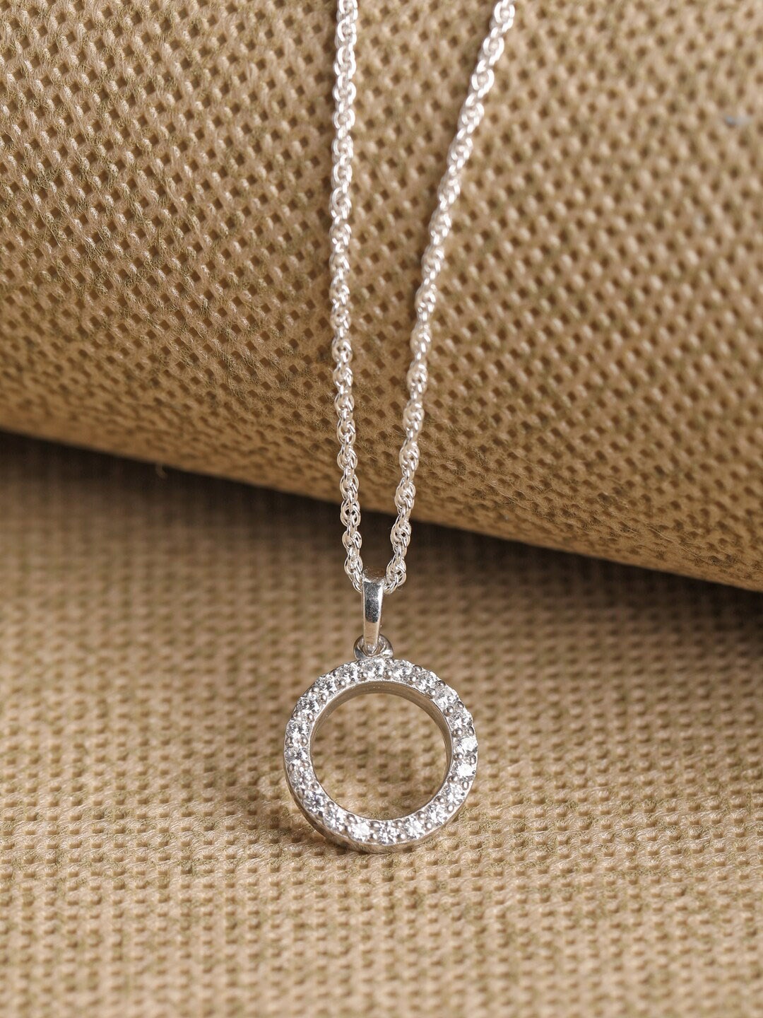 

Clara 925 Sterling Silver Rhodium-Plated CZ Studded Pendant with Chain
