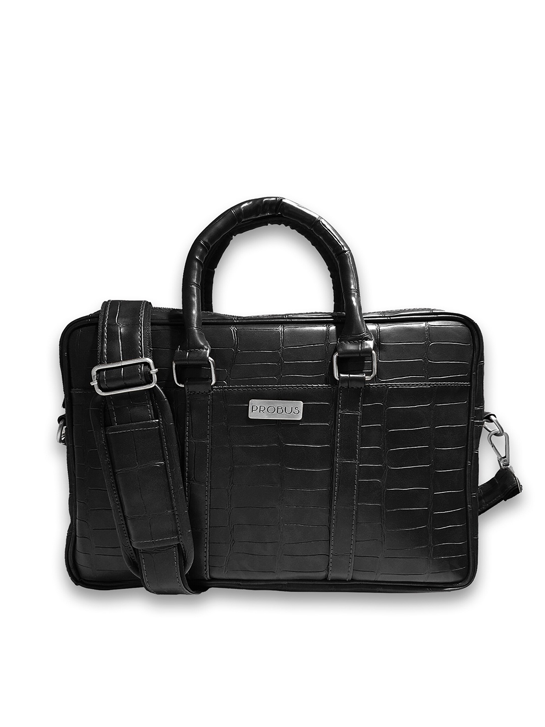 

PROBUS Geometric Textured Laptop Bag, Black