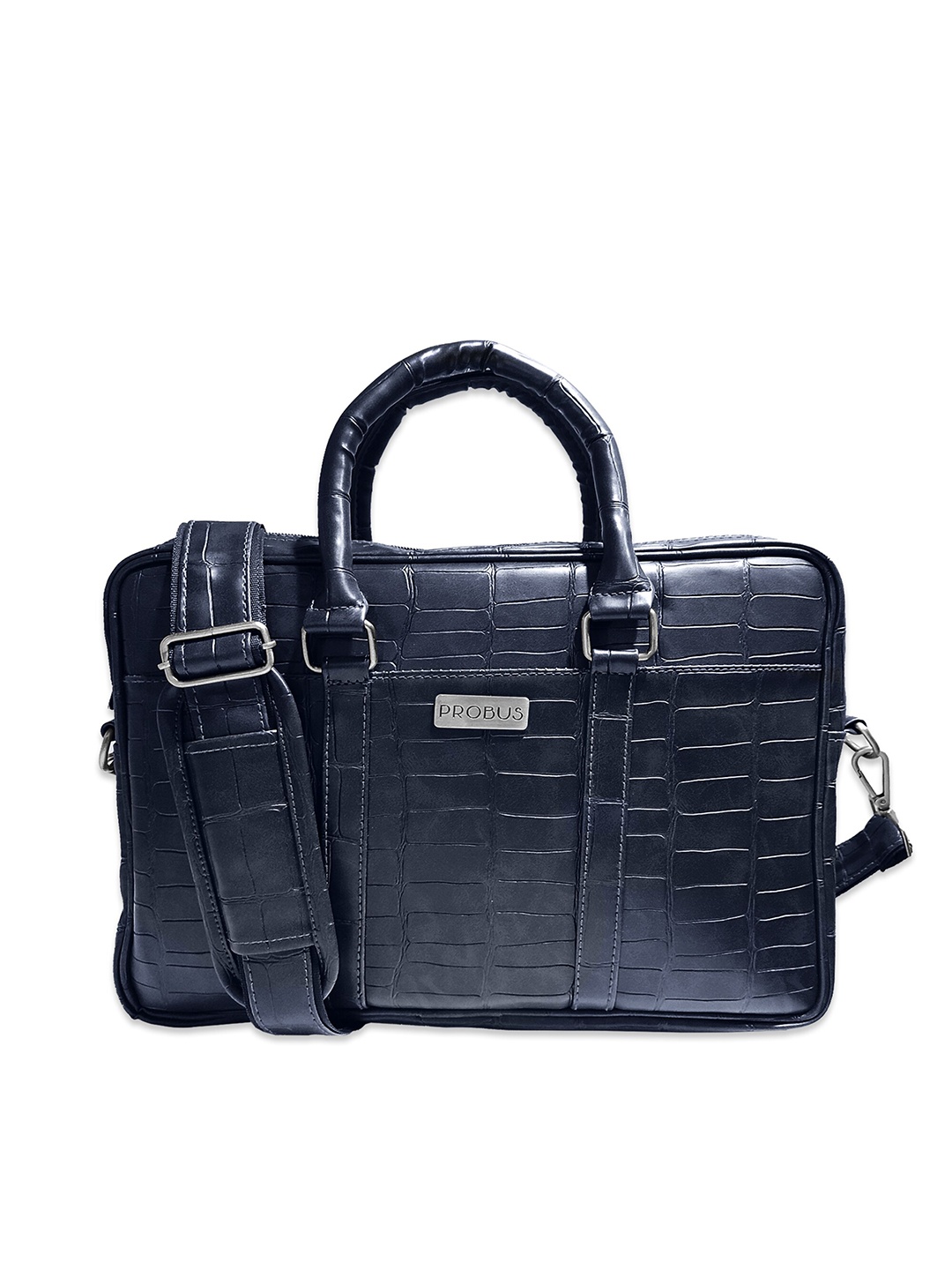 

PROBUS Geometric Textured Laptop Bag, Navy blue