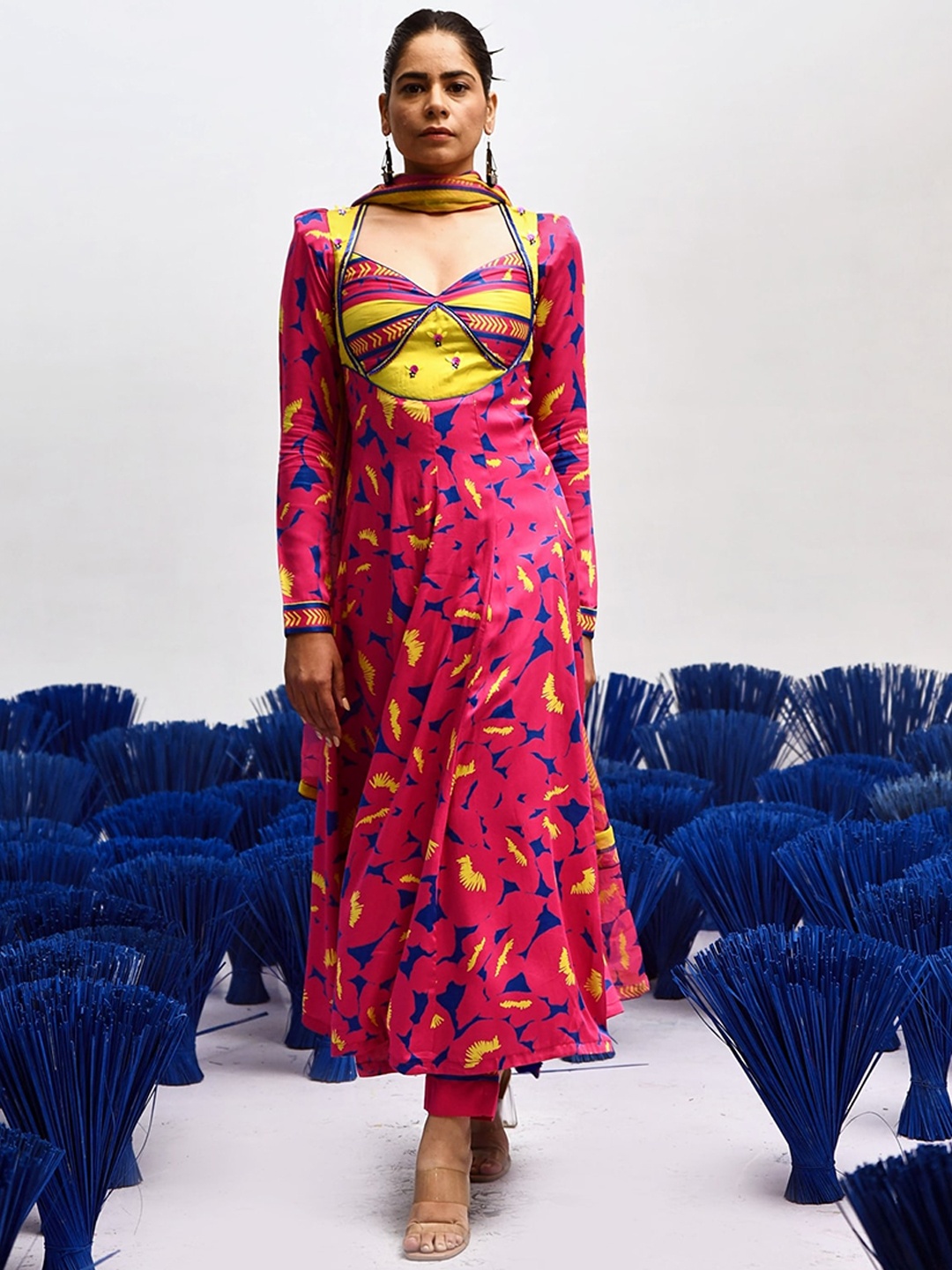 

Baise Gaba Printed Kurta with Trousers & Dupatta, Pink
