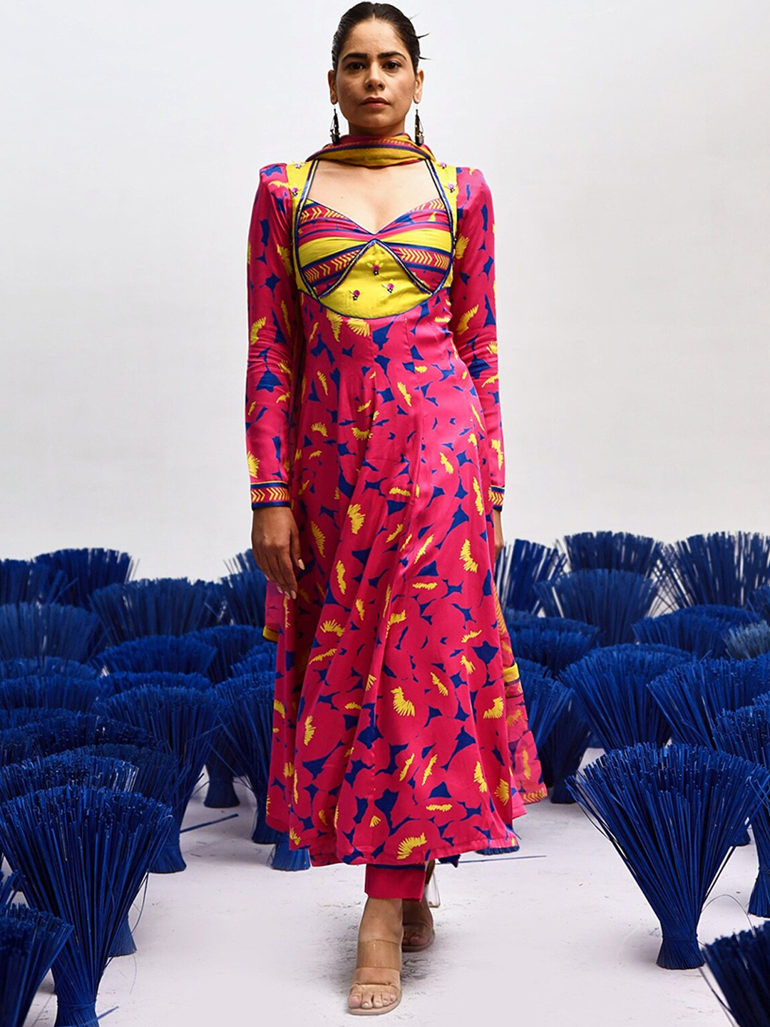 

Baise Gaba Printed Kurta with Trousers & Dupatta, Pink