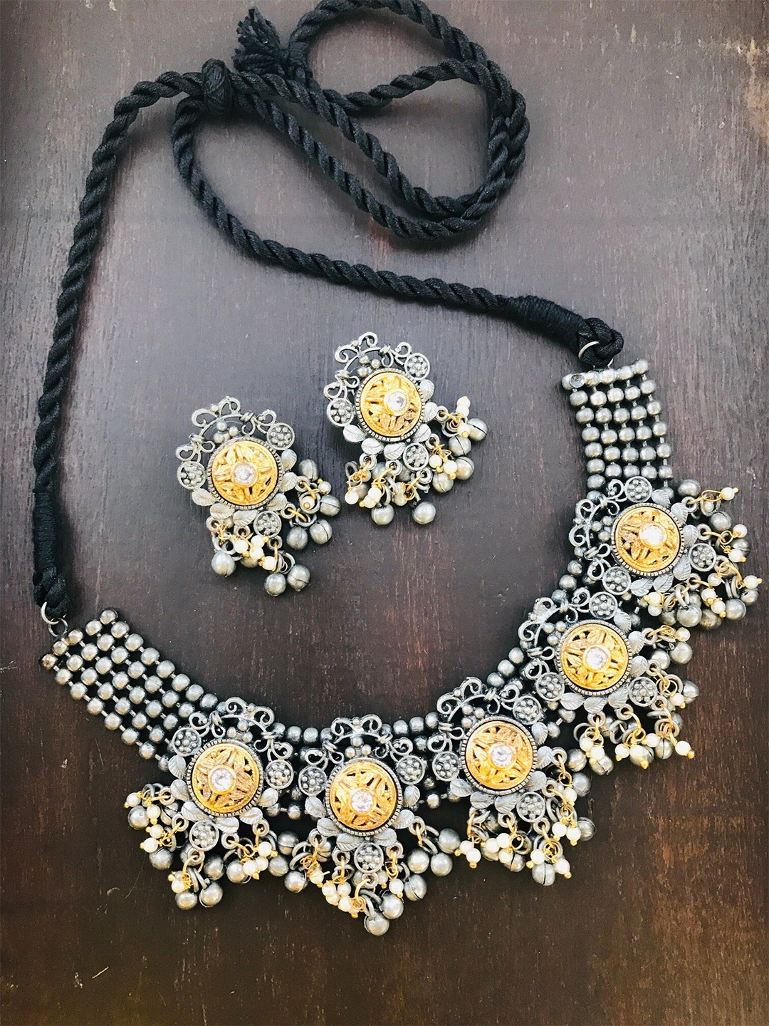 

The Opal Factory Silver-Plated Oxidised Jewellery Set, Yellow